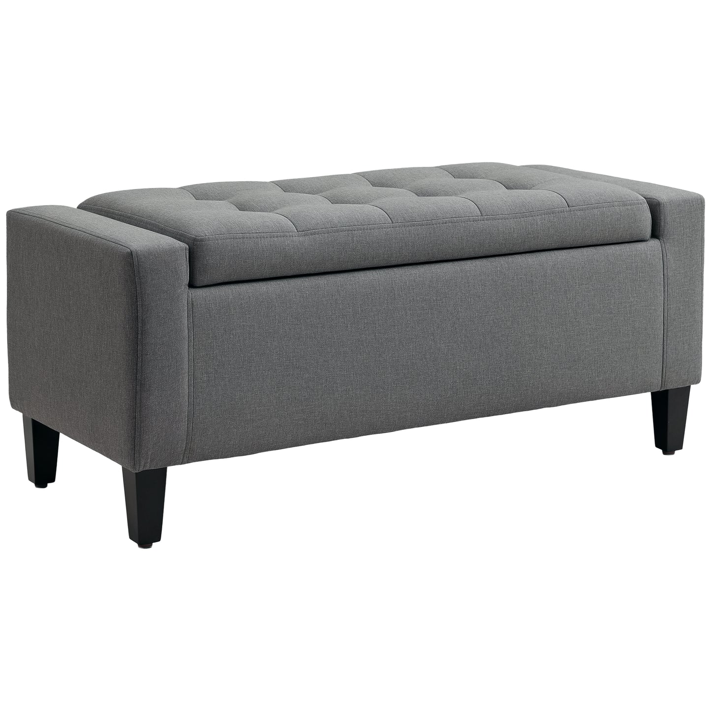 HOMCOM Storage Ottoman Bench Linen-Touch Fabric Tufted Chest Footstool with Flipping Top, Beige