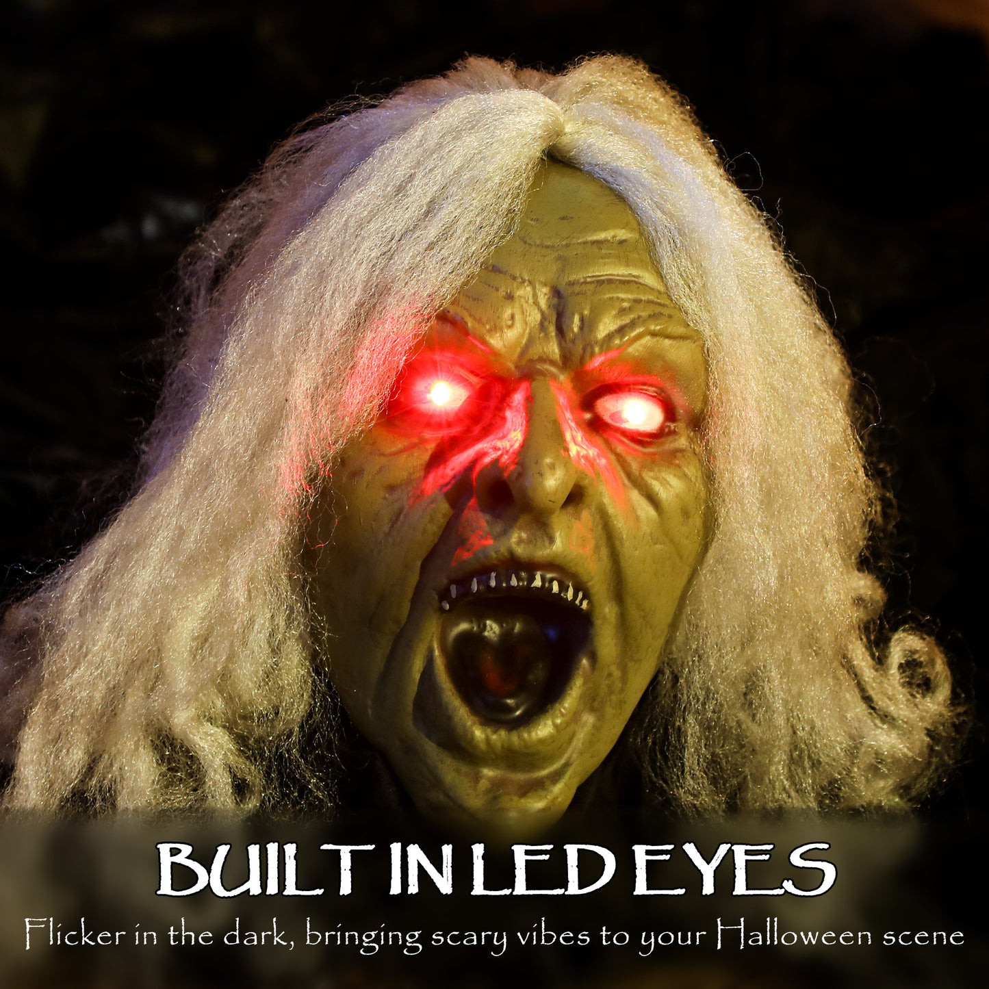 Outsunny 72" Life Size Halloween Animated Crawling Zombie with Glowing LED Eyes, Battery Operated, Indoor Outdoor Party Props