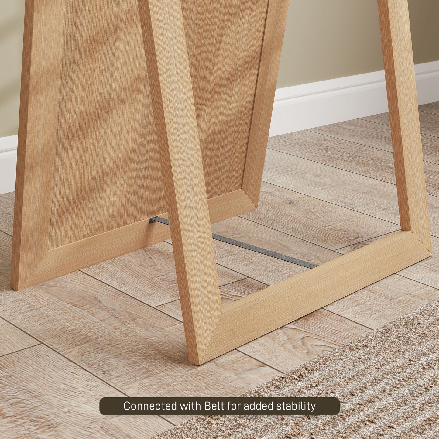 HOMCOM 58" x 20" Floor Standing Mirror, Full Body Mirror for Bedroom, Living Room, Oak