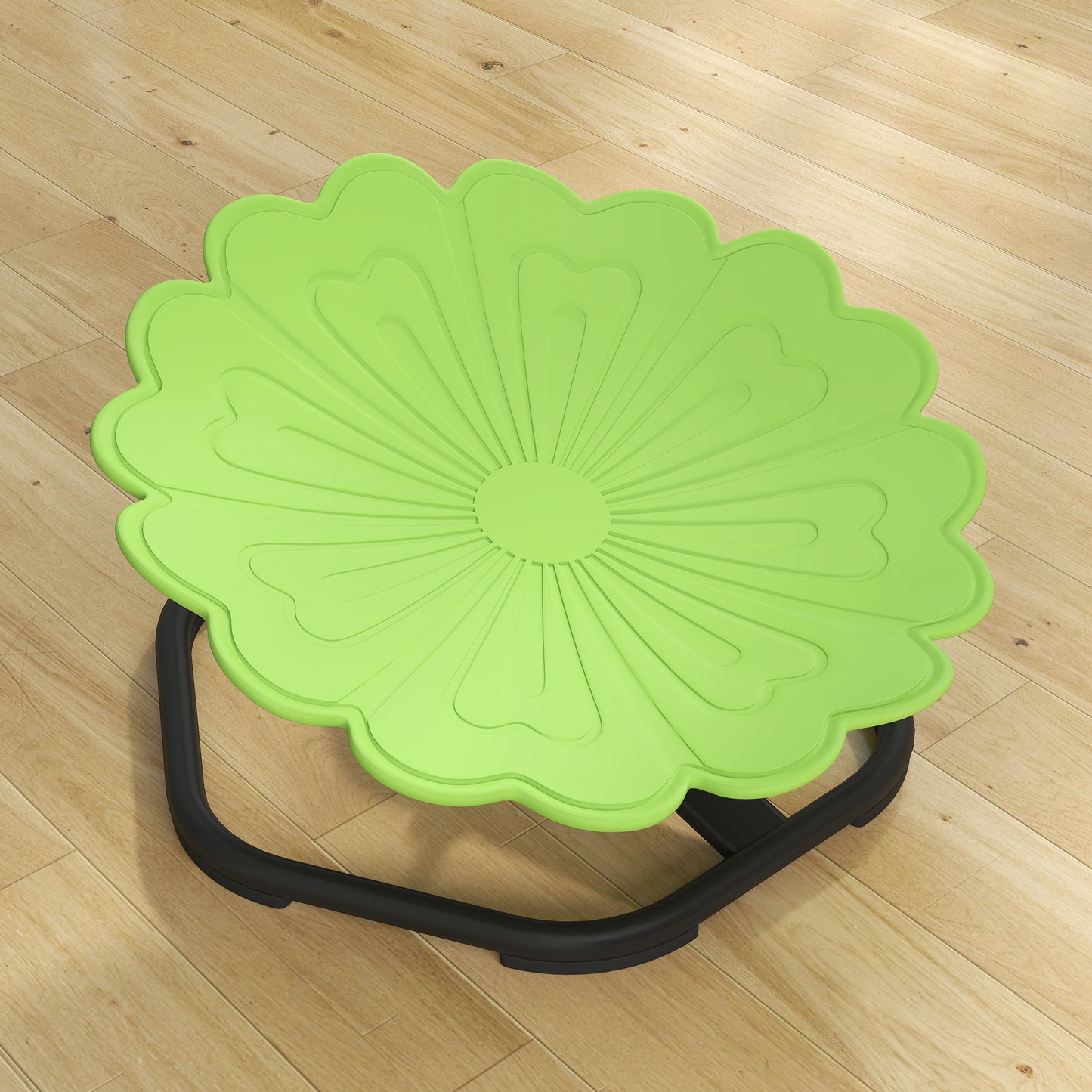 Qaba Flower-Shaped Kids Swivel Chair, Non-Slip Sit and Spin Sensory Chair for Training Body Coordination, Green
