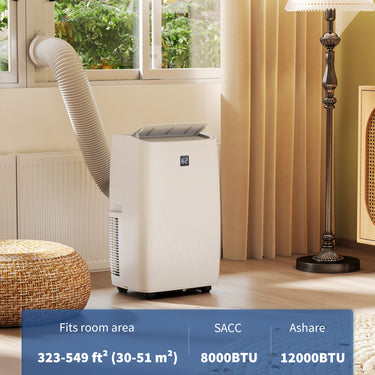 HOMCOM 12000 BTU Portable Air Conditioner, AC Unit with Cool, Dehumidifier, Fan, 550 Sq. ft, 24H Timer On Off, Window Kit