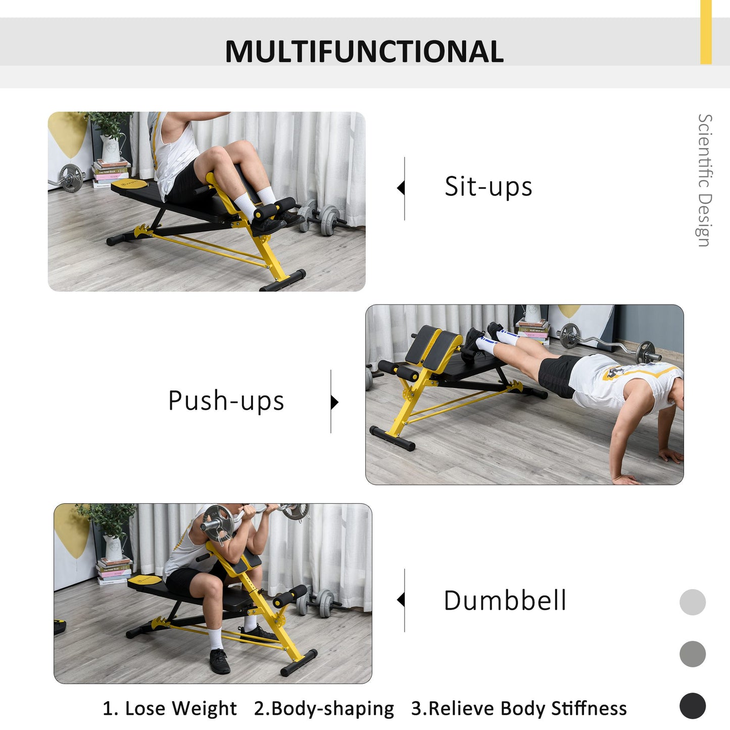 Soozier Adjustable Weight Bench Roman Chair Exercise Training Multi-Functional Hyper Extension Bench Dumbbell Bench Ab Sit up Decline Flat Black and Red