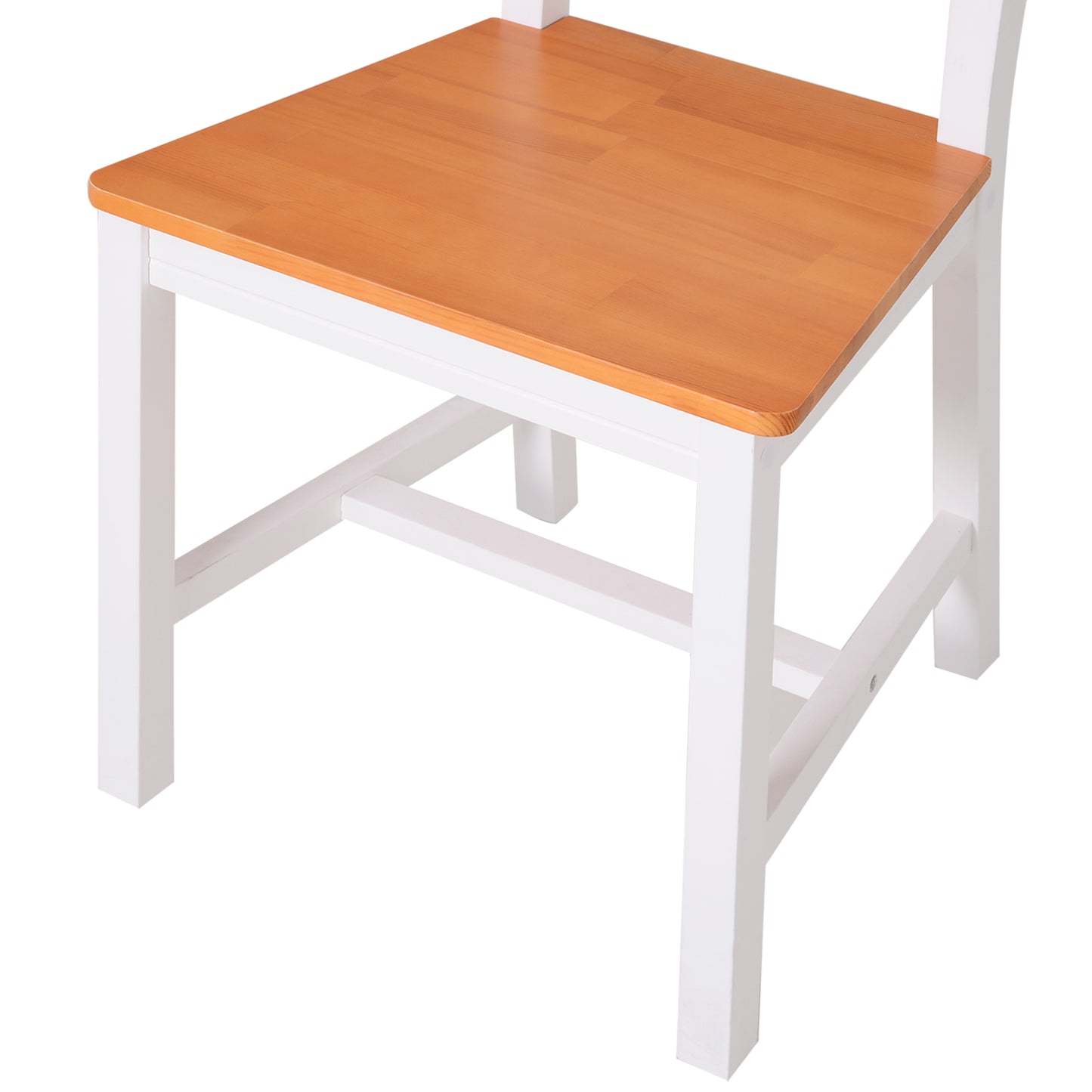 HOMCOM Dining Table Set for 4, 5 Piece Pine Wood Kitchen Table with High Back Chairs, Rectangular Table and 4 Armless Chair, White and Natural Wood