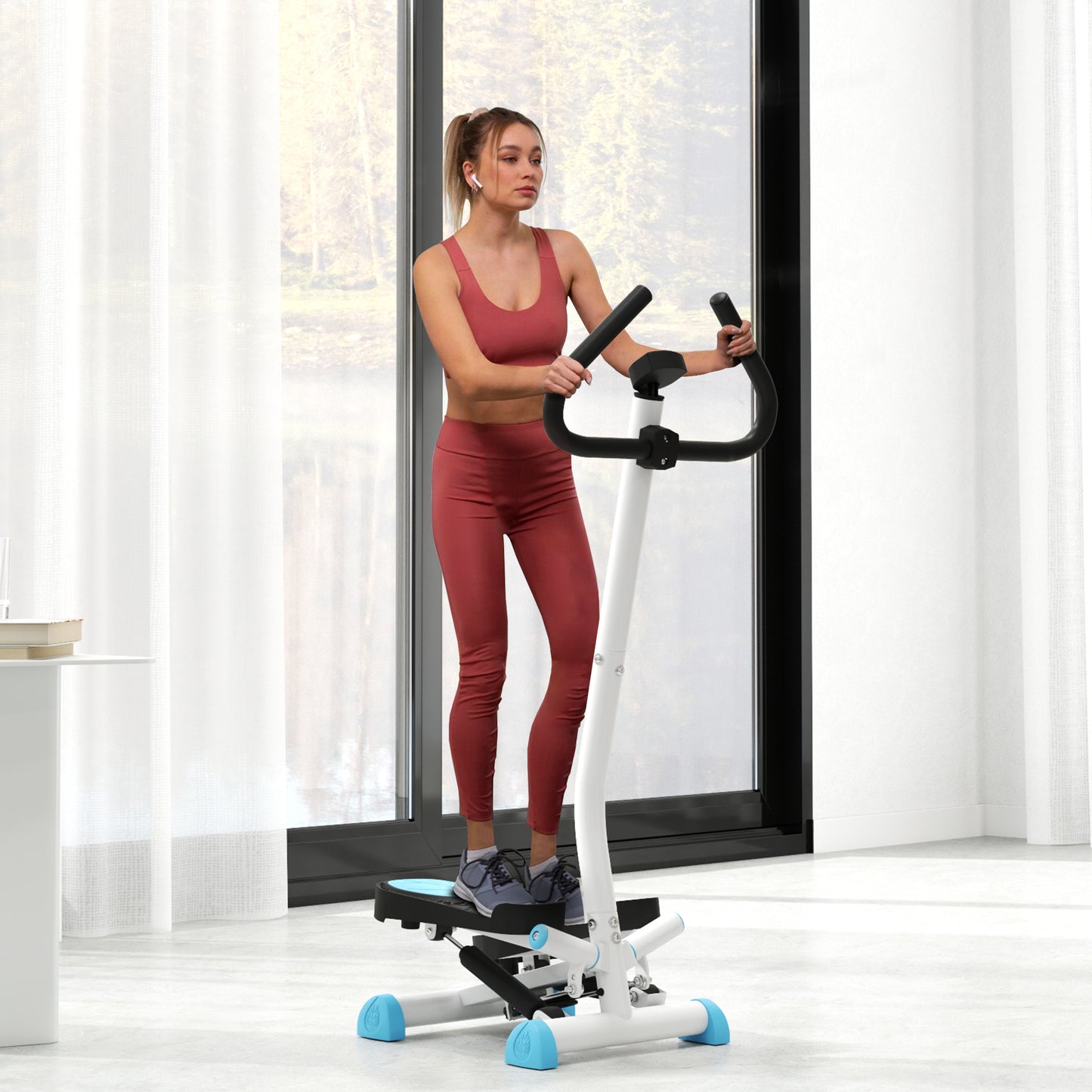 Soozier Twist Stepper Exercise Machine with Adjustable Resistance, LCD Screen - White & Green