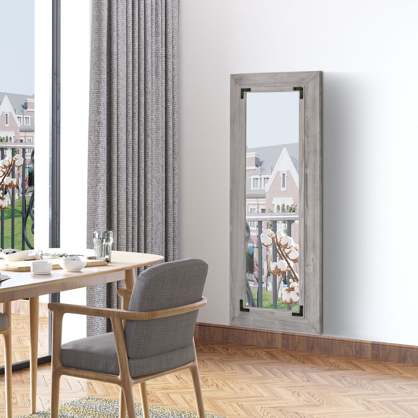 HOMCOM 59" x 23.5" Full Length Mirror, Farmhouse Wall Mount and Leaner Floor Mirror, Vertical and Horizontal for Bedroom, Dark Brown