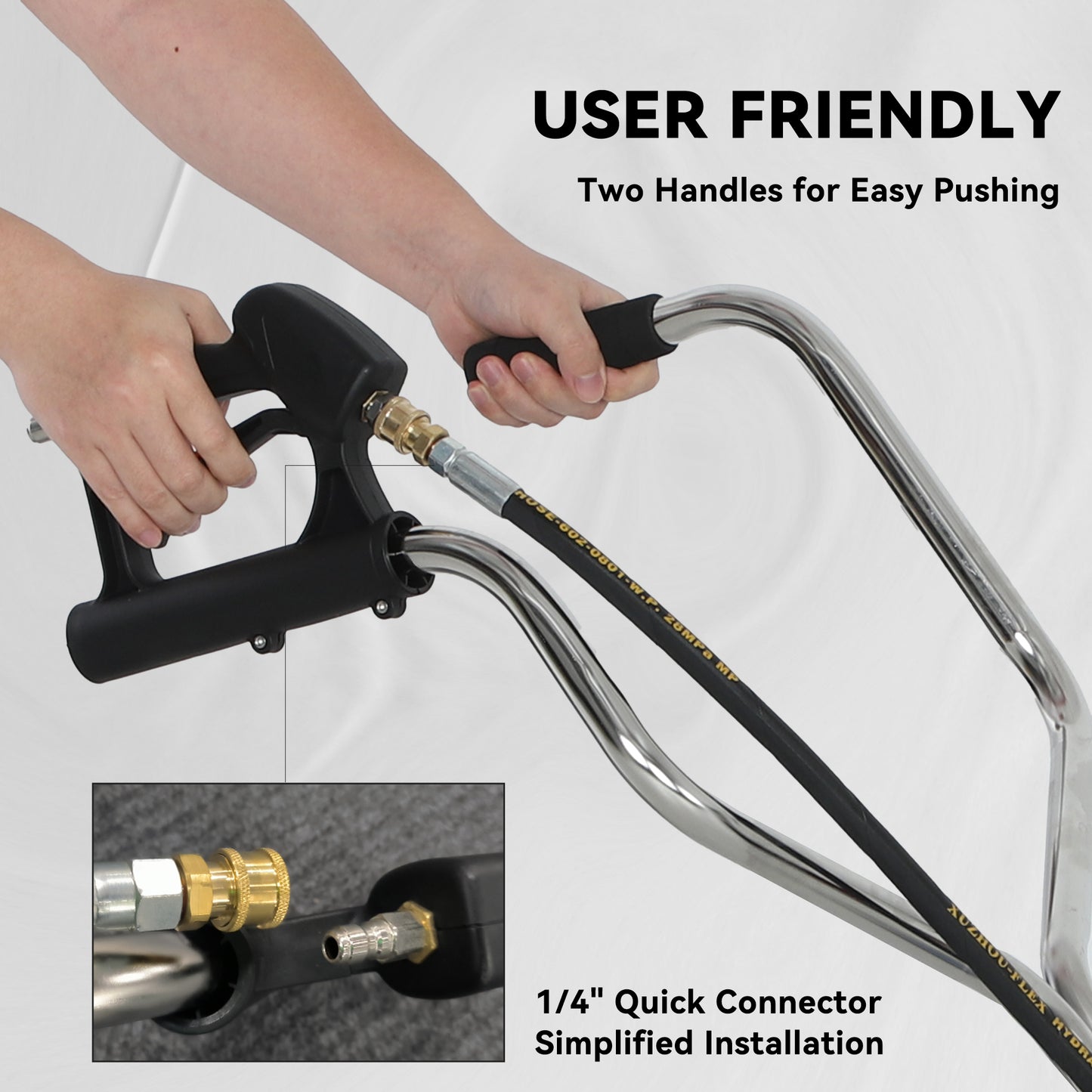 Outsunny 16" Pressure Washer Surface Cleaner with 4 Wheels, Stainless Steel Power Washer Surface Cleaner with 1/4" Quick Connector, 2 Extension Wands, 3600 PSI, Silver