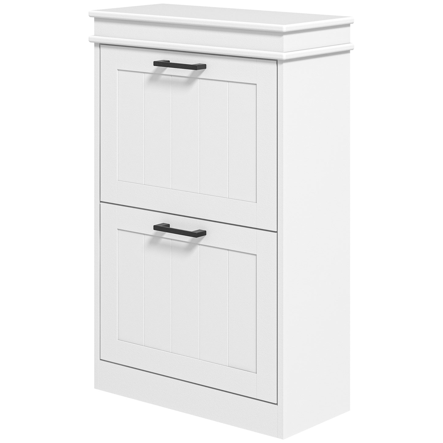 HOMCOM Shoe Storage Cabinet with 2 Flip Drawers and Adjustable Shelves, Narrow Shoe Cabinet for 10 Pairs of Shoes, Black