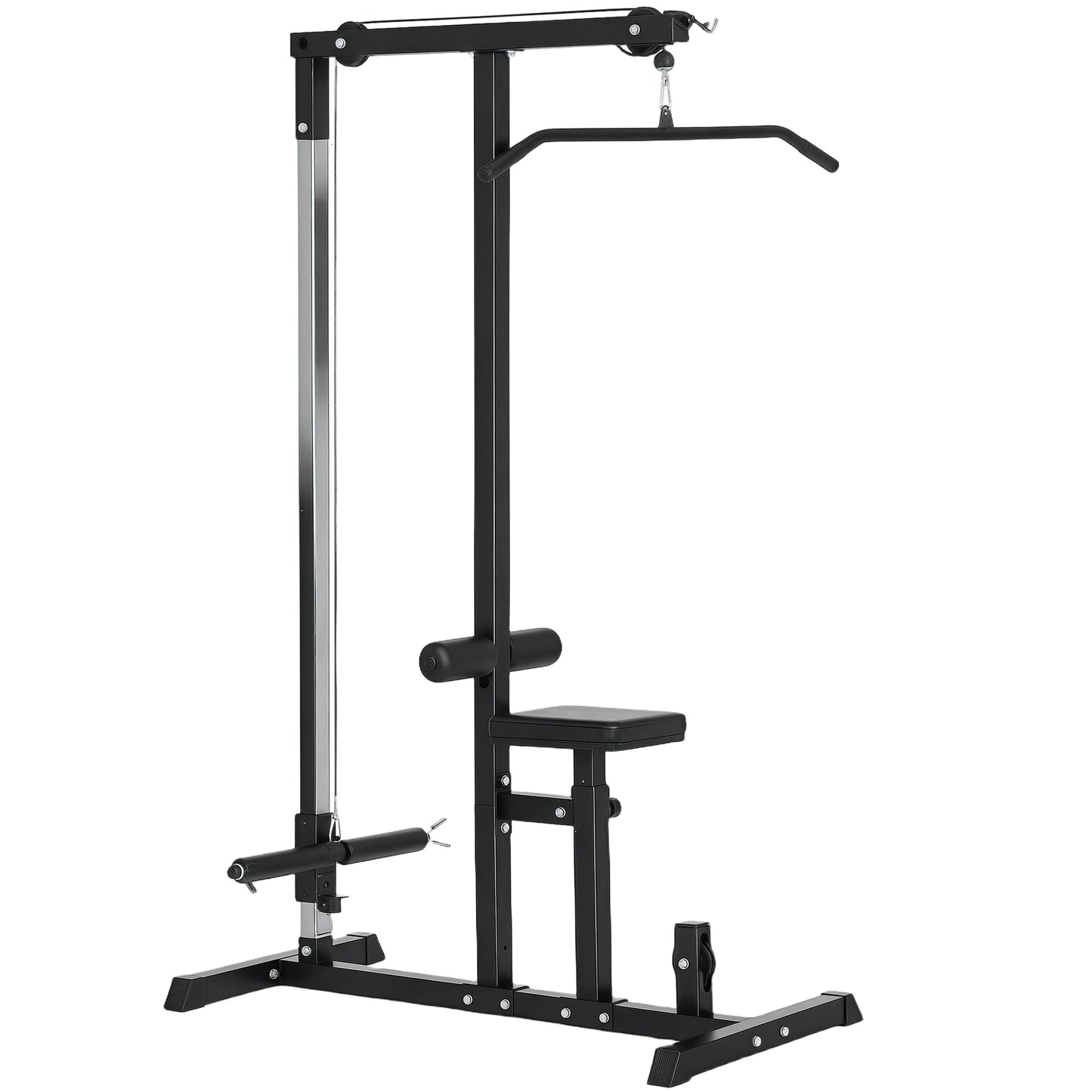 Soozier LAT Pull Down Machine Cable Machine, High and Low Pulley Station with Adjustable Seat, for Home Gym