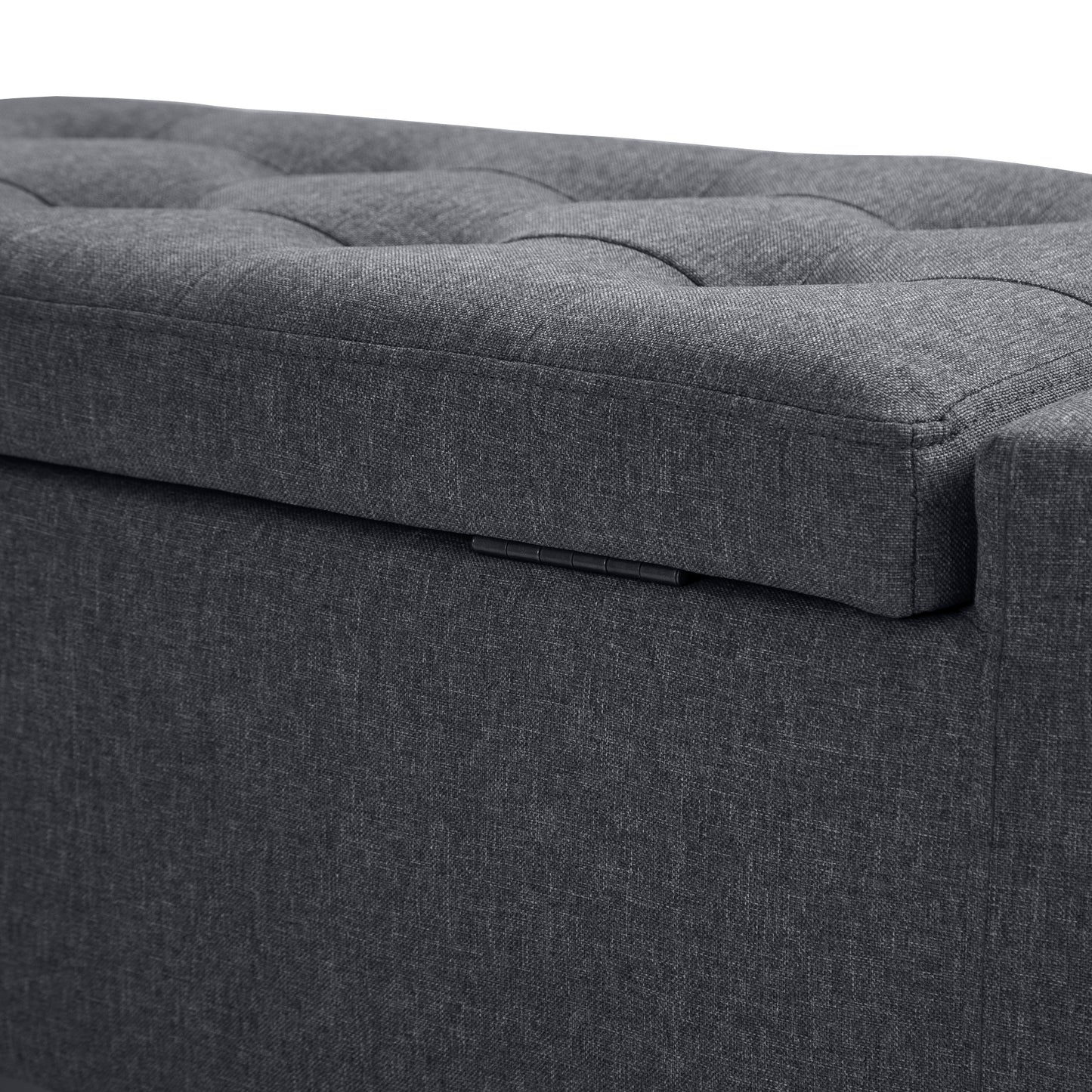 HOMCOM Storage Ottoman Bench Linen-Touch Fabric Tufted Chest Footstool with Flipping Top, Beige