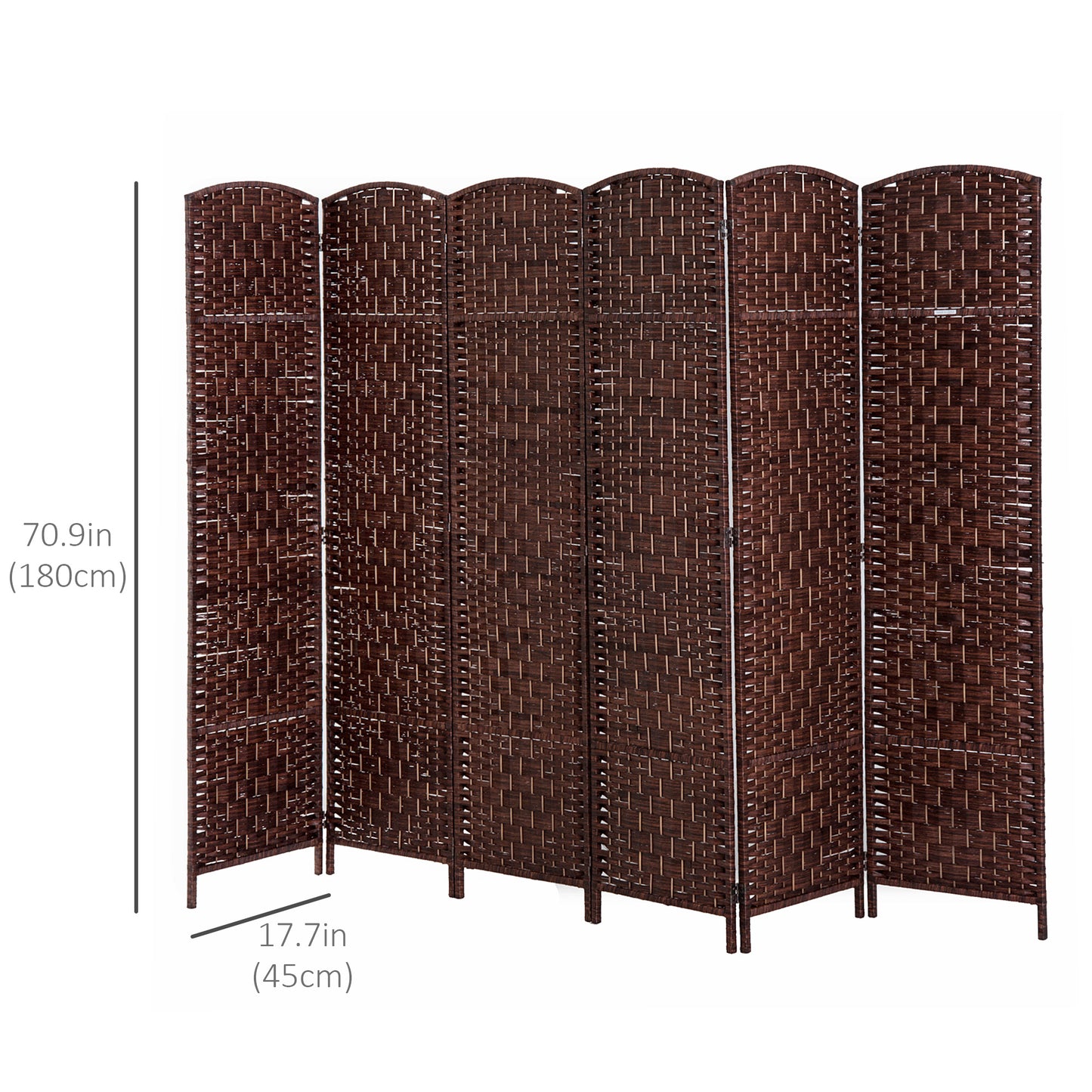 HOMCOM 6ft Folding Room Divider, 6 Panel Wall Partition with Wooden Frame for Bedroom, Home Office, Natural