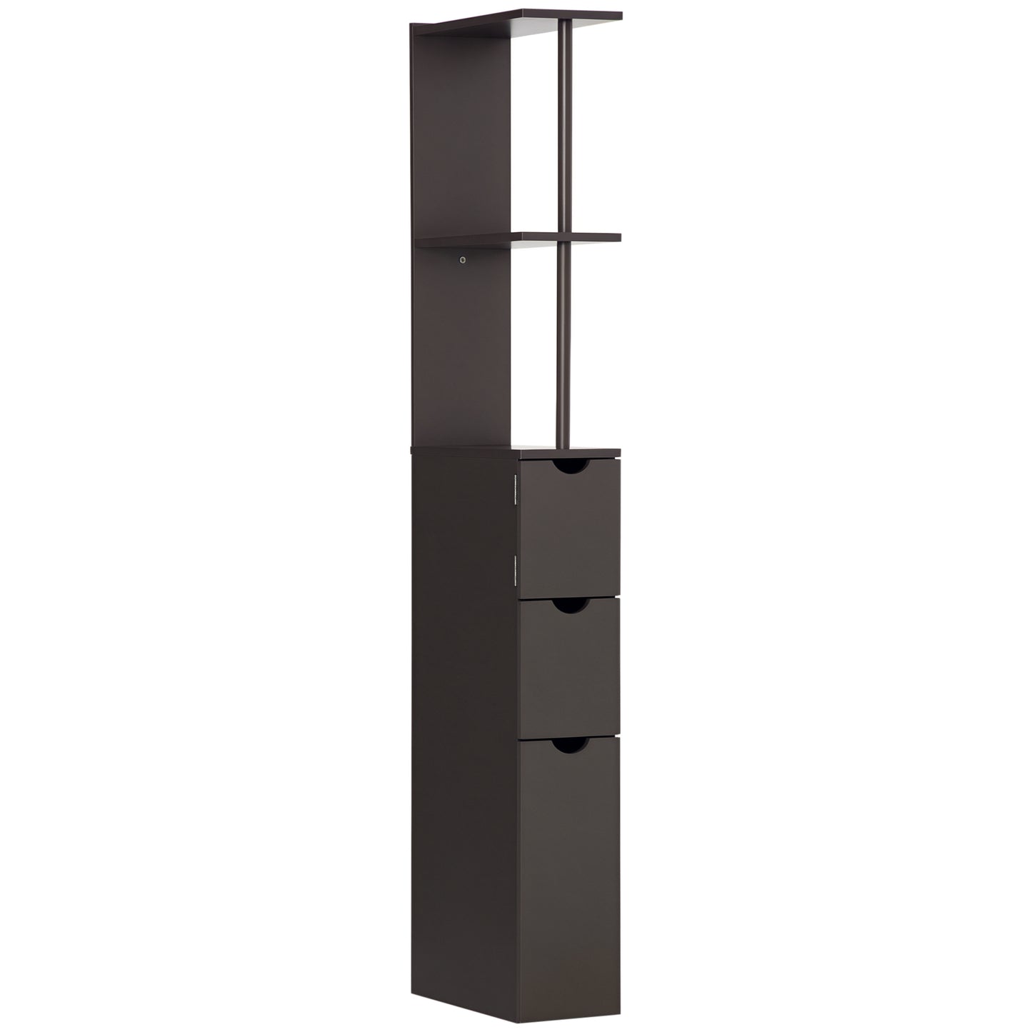 HOMCOM Tall Bathroom Storage Cabinet, Narrow Bathroom Cabinet with Drawers and Open Shelves for Small Spaces, White and Grey