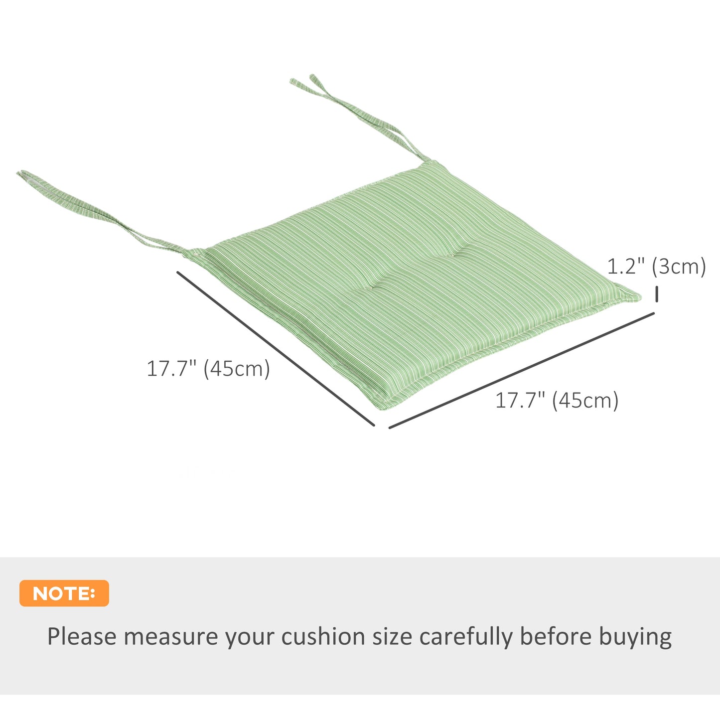 Outsunny 2-Piece Seat Cushion Replacement, Outdoor Patio Chair Cushions Set with Ties, Button Tufted, Blue White Strip