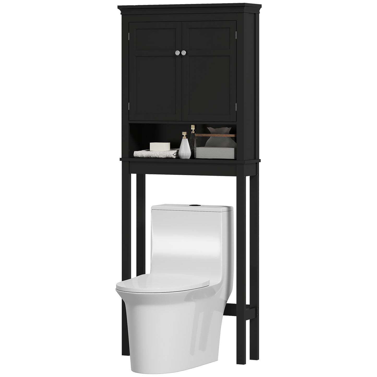 HOMCOM 3-Tier Over Toilet Storage Unit Washing Machine Cabinet Dryer Cabinet with Adjustable Shelf for Bathroom, Laundry
