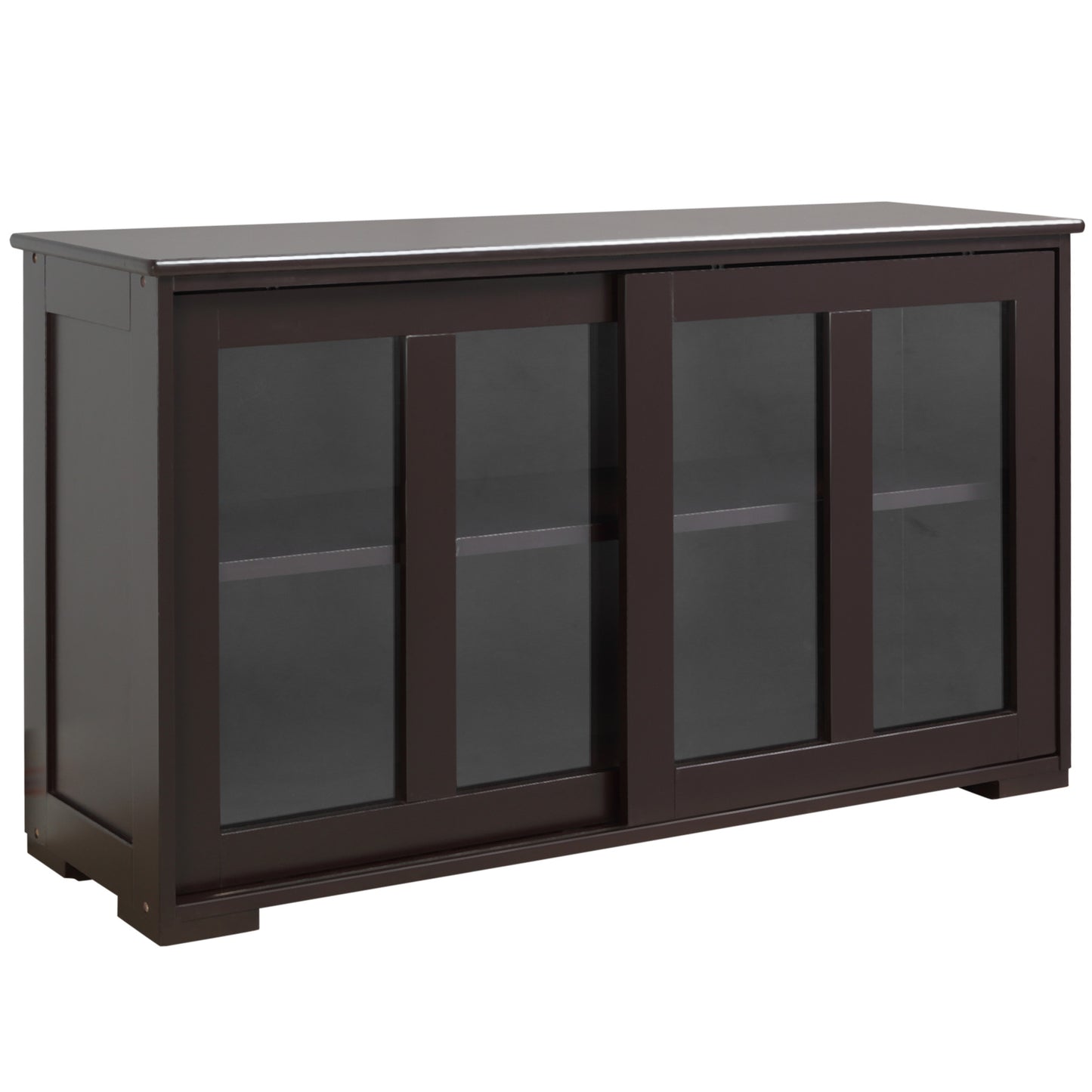 HOMCOM Kitchen Sideboard, Stackable Storage Cabinet, Sliding Glass Door Console, Serving Buffet for Kitchen & Dining Room