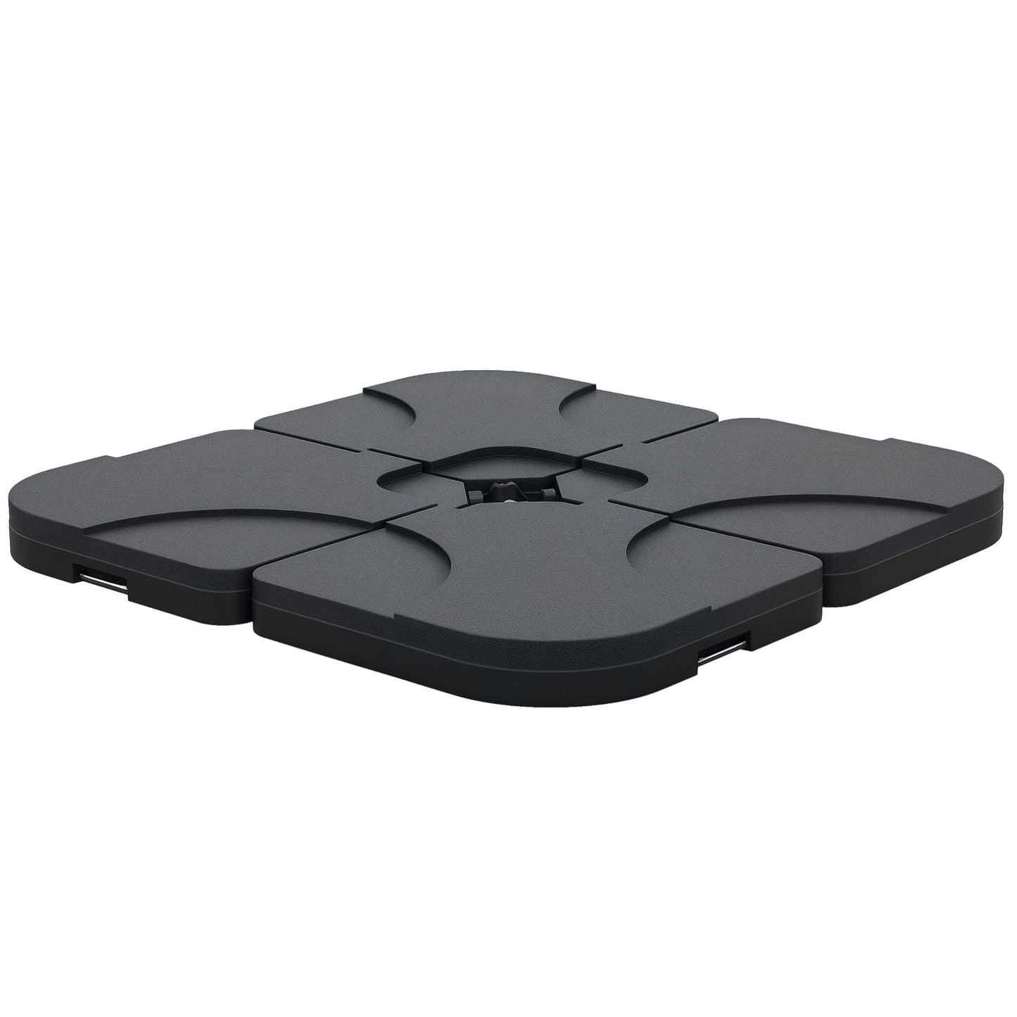 Outsunny 4 Pieces Umbrella Base Parasol Stand for Cantilever Umbrella Fill w/ Sand or Water Black