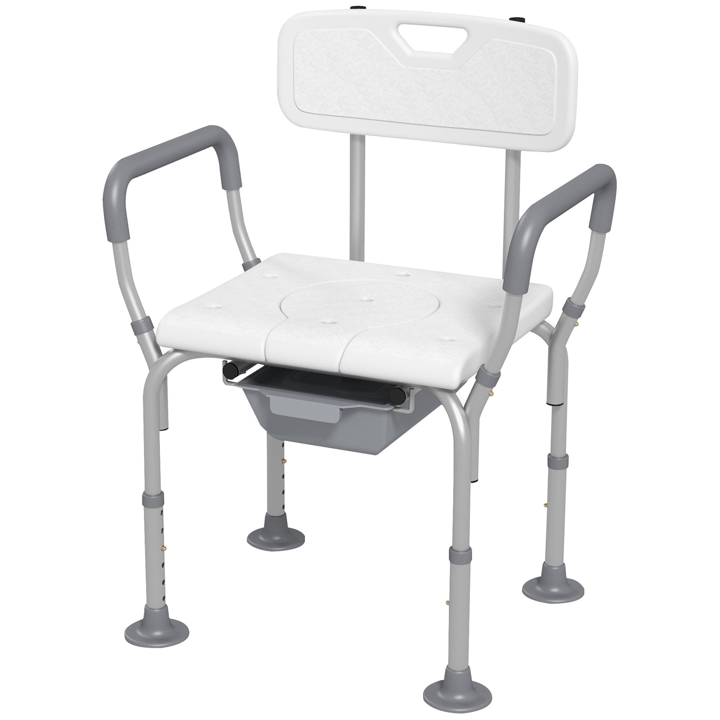 HOMCOM Bath Chair with Back, Adjustable Height Non-slip Shower Stool Bench Tool-Free Assembly Bathroom Aids, White