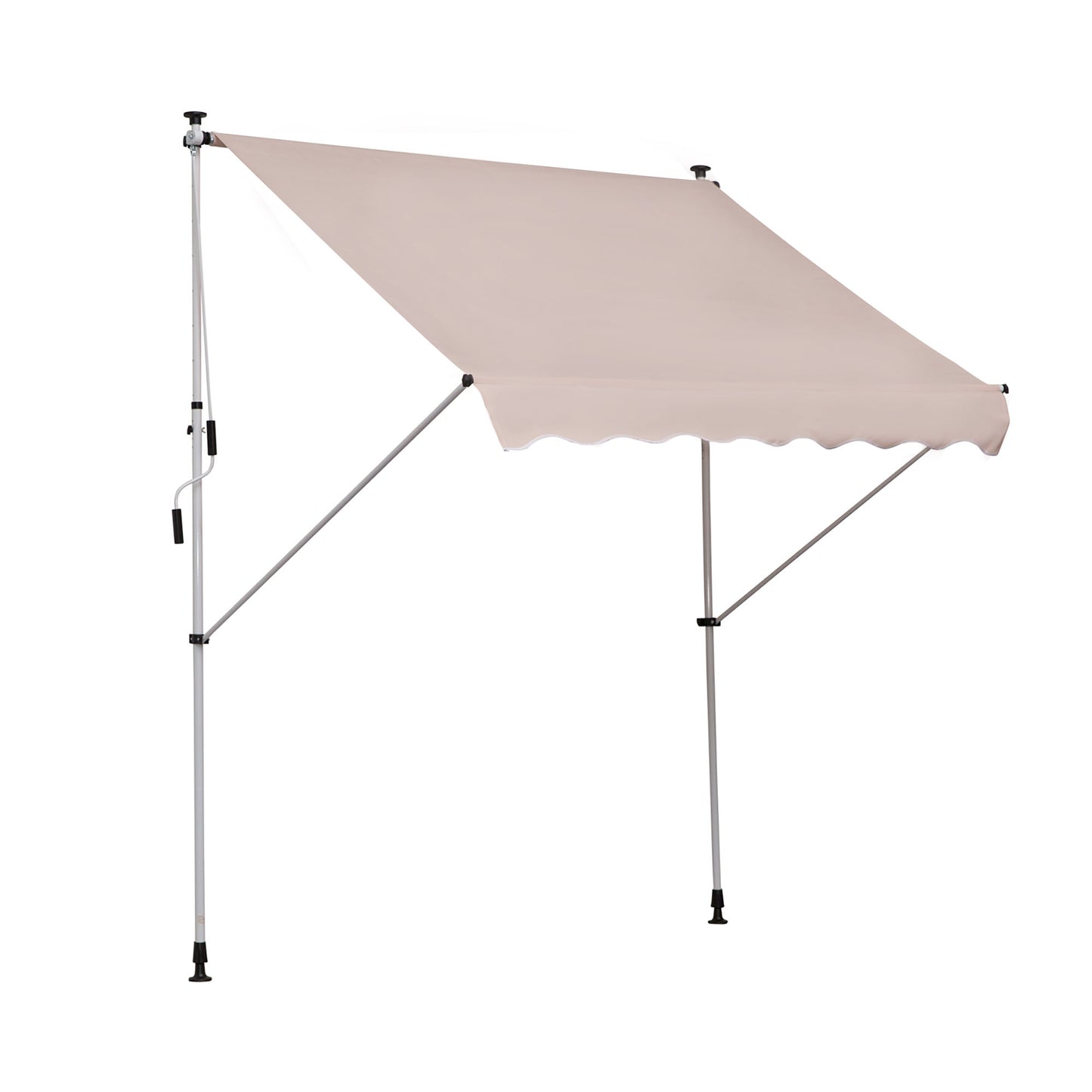 Outsunny 6.6'x5' Manual Retractable Patio Awning Window Door Sun Shade Deck Canopy Shelter Water Resistant UV Protector Beige