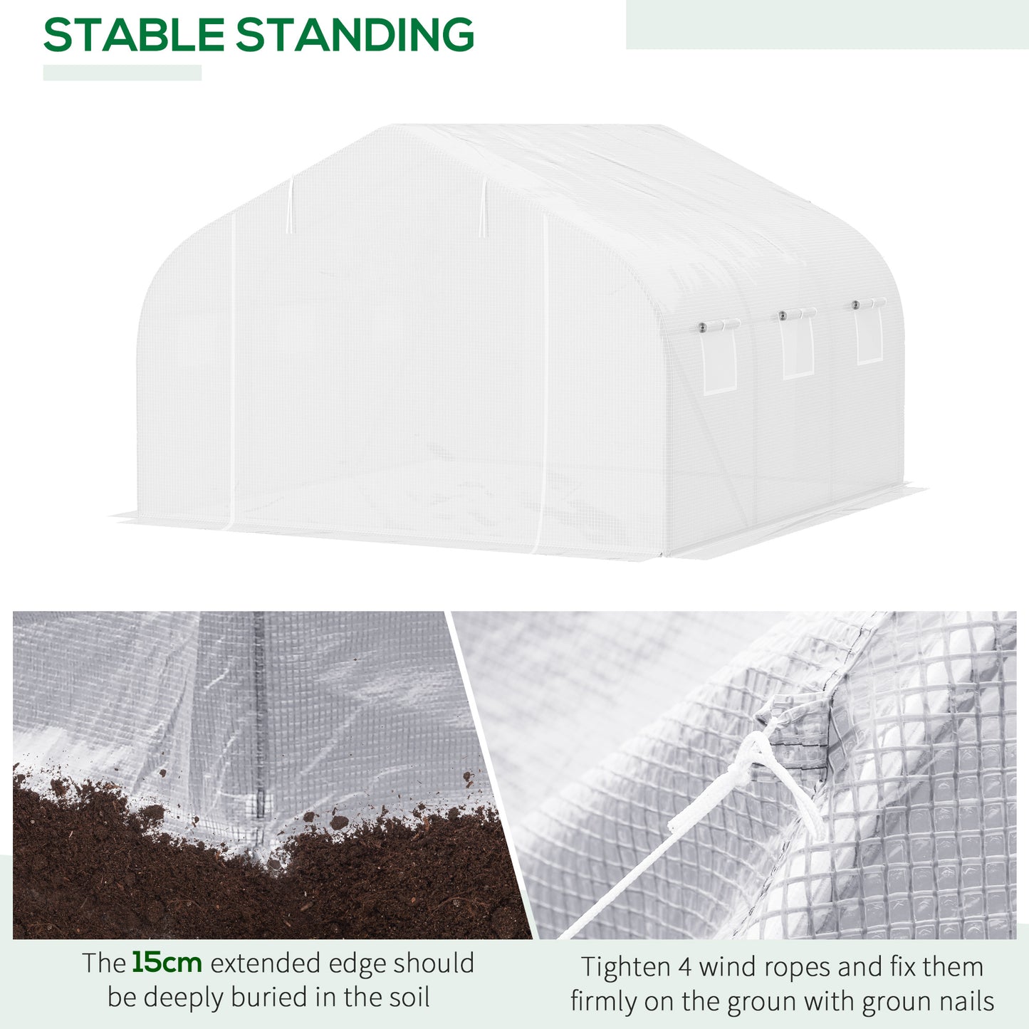Outsunny 11.5'x9.8'x6.6' Portable Walk-In Tunnel Greenhouse Garden Warm House - White