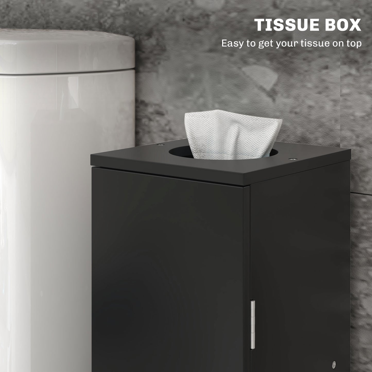 HOMCOM Small Toilet Paper Cabinet, Bathroom Corner Cabinet with Doors and Shelves for Paper Shampoo, Black