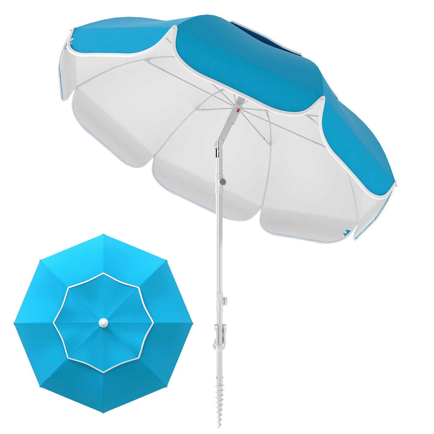 Outsunny 6 ft Beach Umbrella Portable with Sand Anchor, Carry Bag, Adjustable Height & Tilt, UPF50+ UV Protection, Grey
