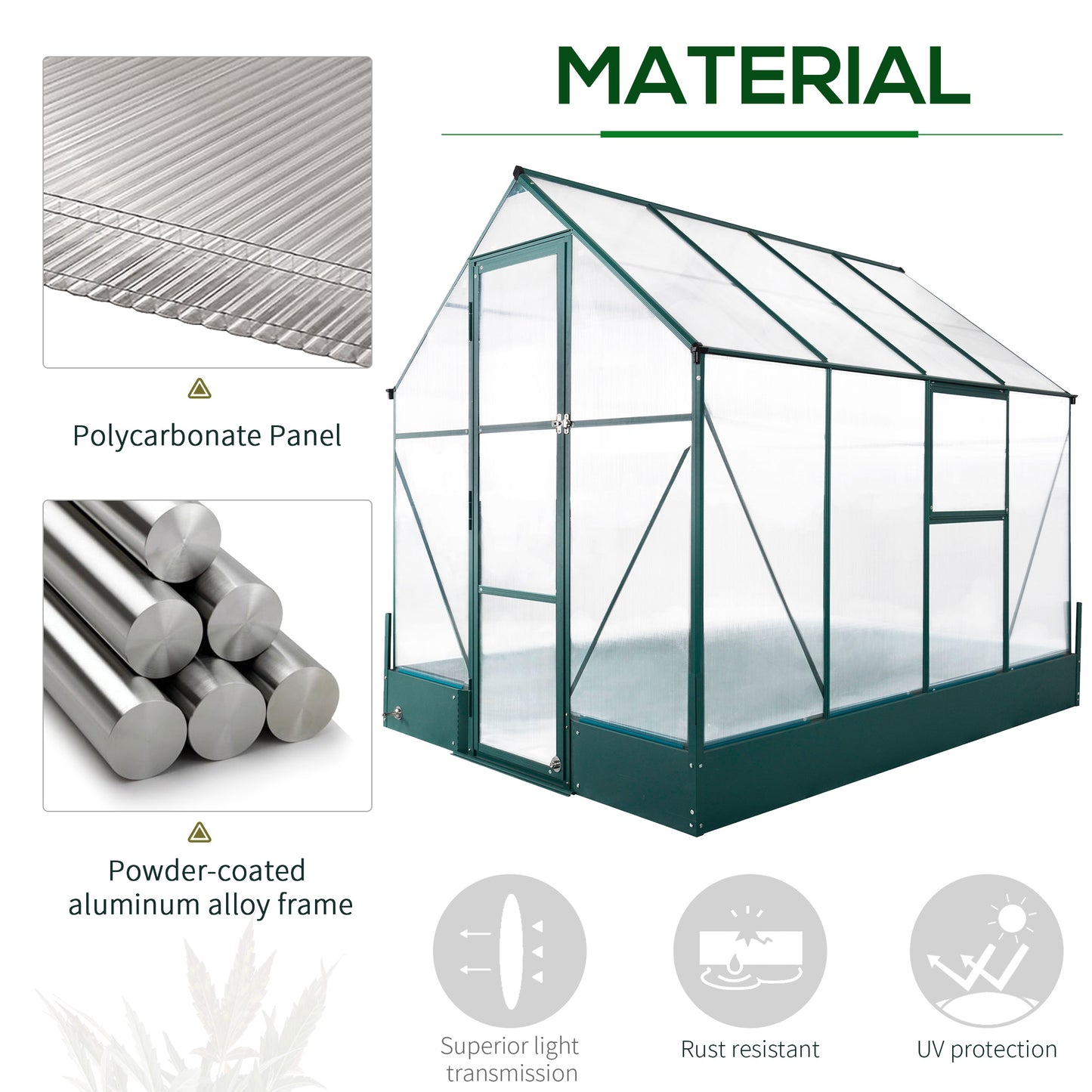 Outsunny 8.2' x 6.2' Greenhouse Aluminum Frame with Temperature Controlled Window