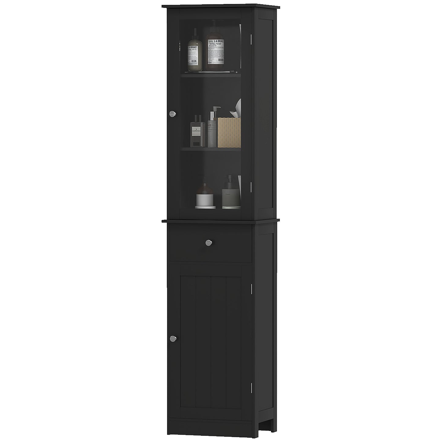kleankin Tall Bathroom Cabinet, Bathroom Storage Cabinet with Drawers, 2 Doors and Adjustable Shelves, White