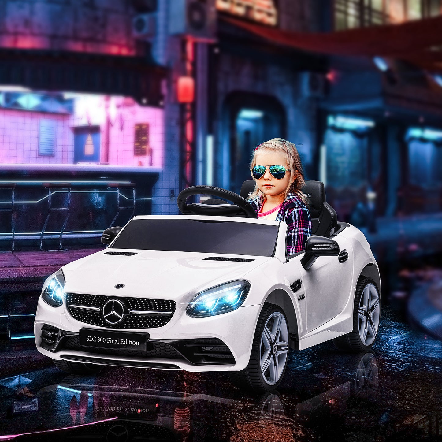 Aosom 12V Ride On Car with Parent Remote Control Two Motors Music Lights Suspension Wheels for 3-6 Years Black