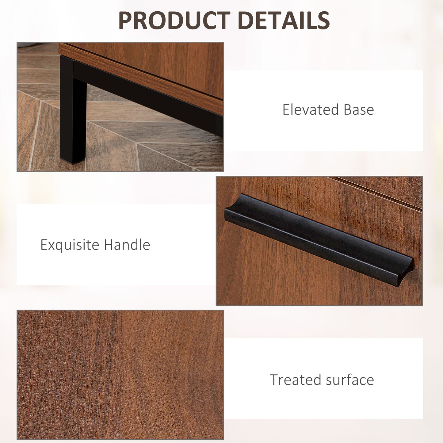 HOMCOM Kitchen Cabinet, Storage Cabinet, Sideboard Floor Accent Cabinet w/ Drawer, Enclosed Cabinet & Adjustable Shelves, Walnut Brown