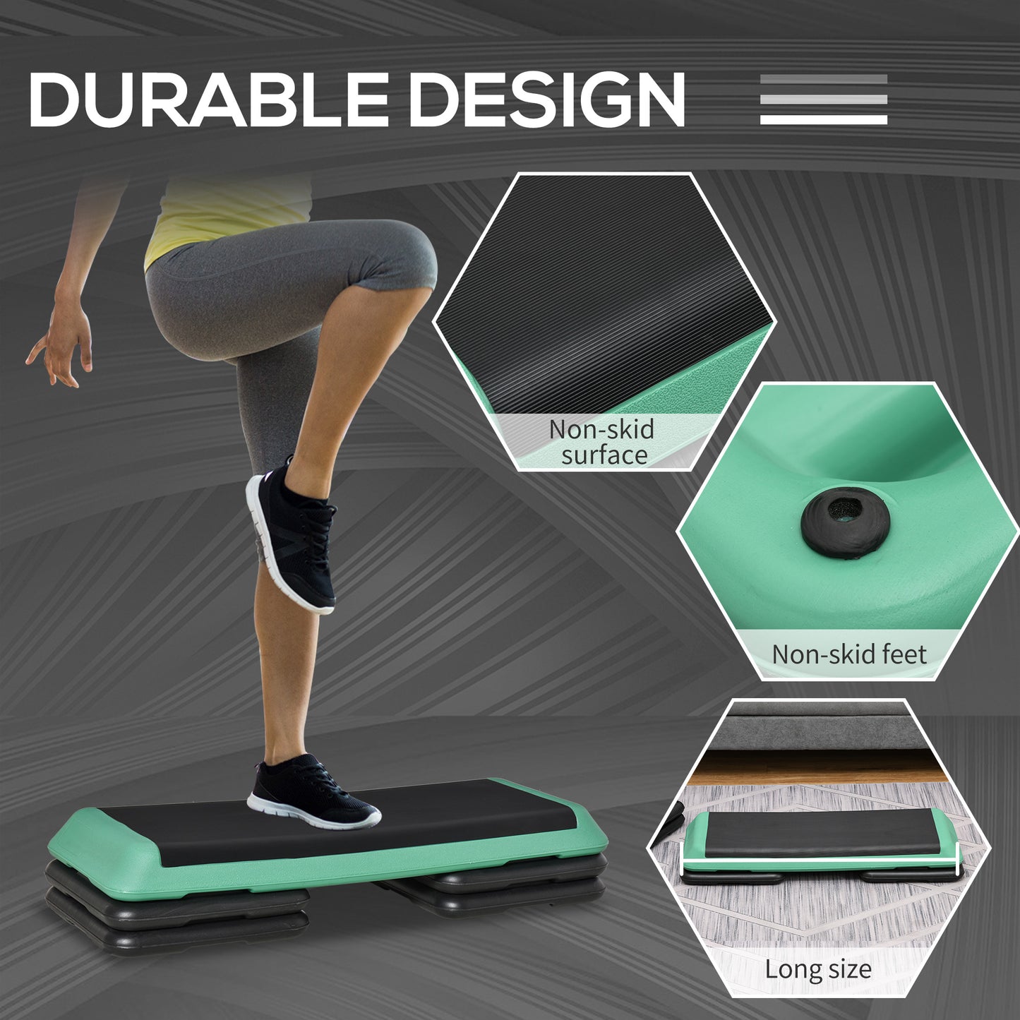 Soozier 43" Adjustable Aerobic Platform Stepper 3 Level with Risers 4� 6� 8� Cardio Fitness Trainer Workout Step Home Gym Exercise, Black Purple
