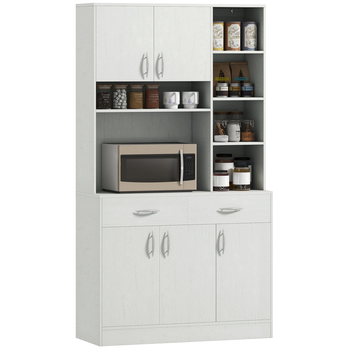 HOMCOM Kitchen Buffet with Hutch Multi Storage Cupboard Cabinet Server Sideboard with Drawers