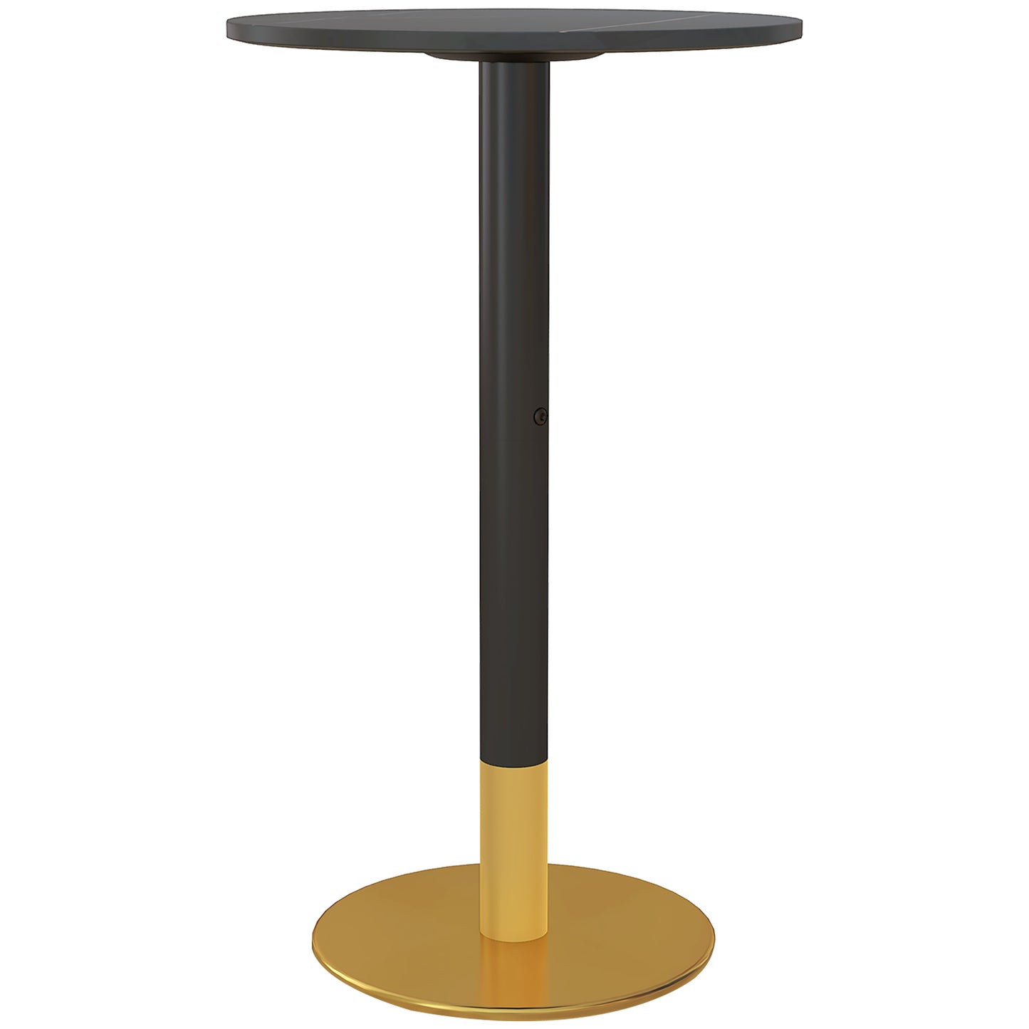 HOMCOM High Top Bar Table, Modern Round Dining Table with Faux-marbled Top and Gold Base, Bistro Table for 2 People, Black