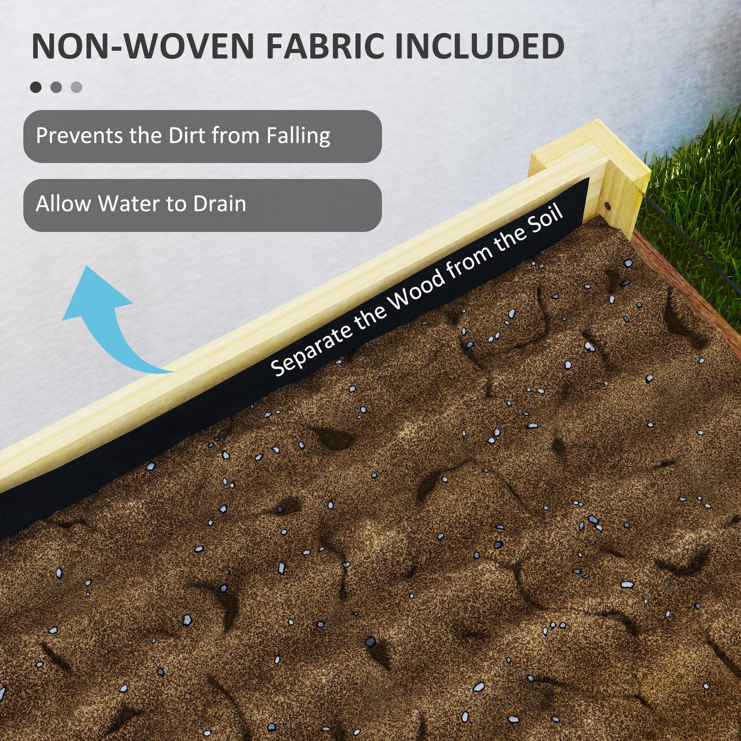 Outsunny Wooden Raised Garden Bed with Acrylic Panels, Raised Planter Box with Drainage Holes, 43.3" x 19.7" x 31.5"