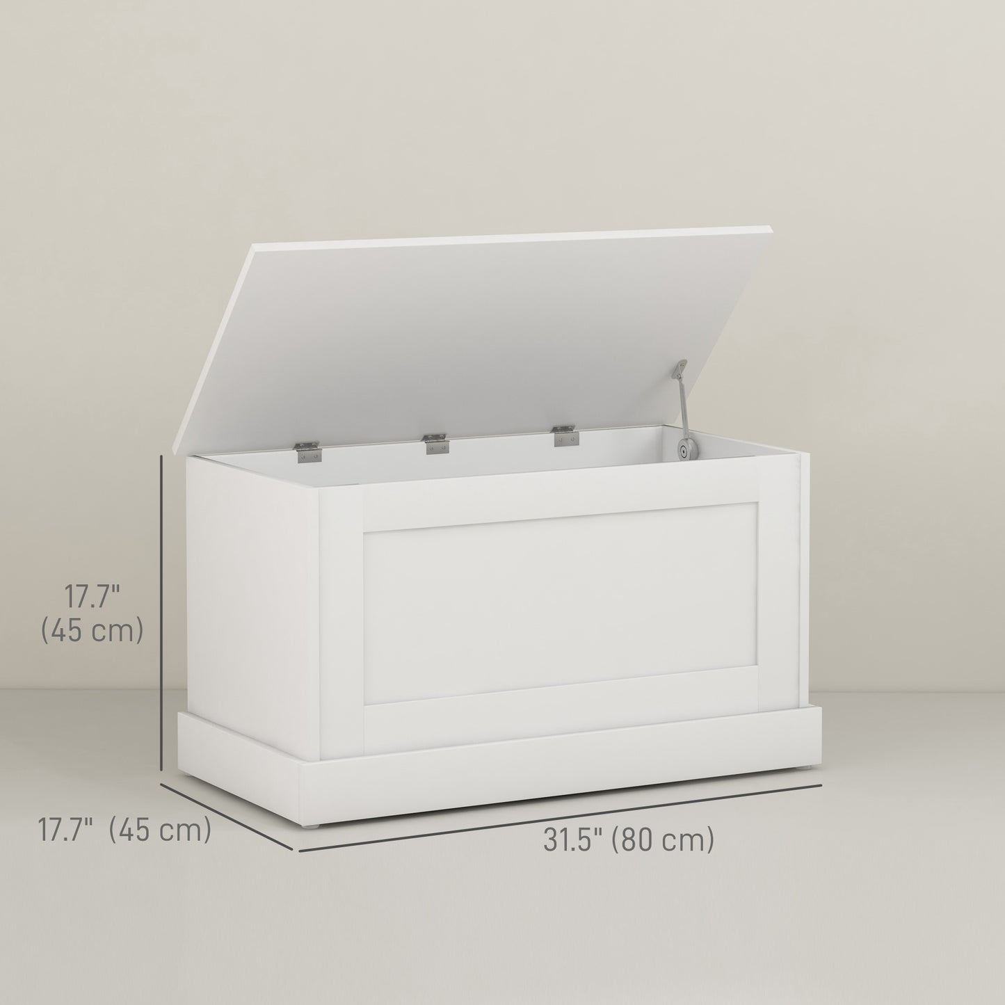 HOMCOM 31.5 Inches Storage Chest, Storage Trunk with Safety Hinge, Wooden Box for Living Room, White Wood Grain