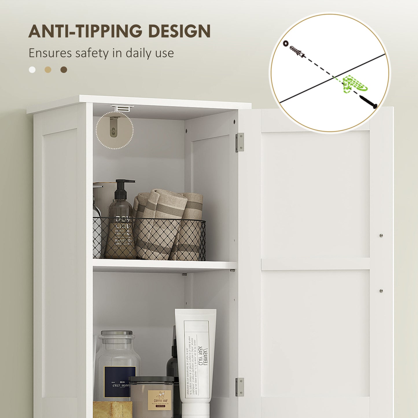 HOMCOM 67" Tall Bathroom Cabinet, Narrow Bathroom Storage Cabinet with Drawer, Barn Doors and Adjustable Shelves, White