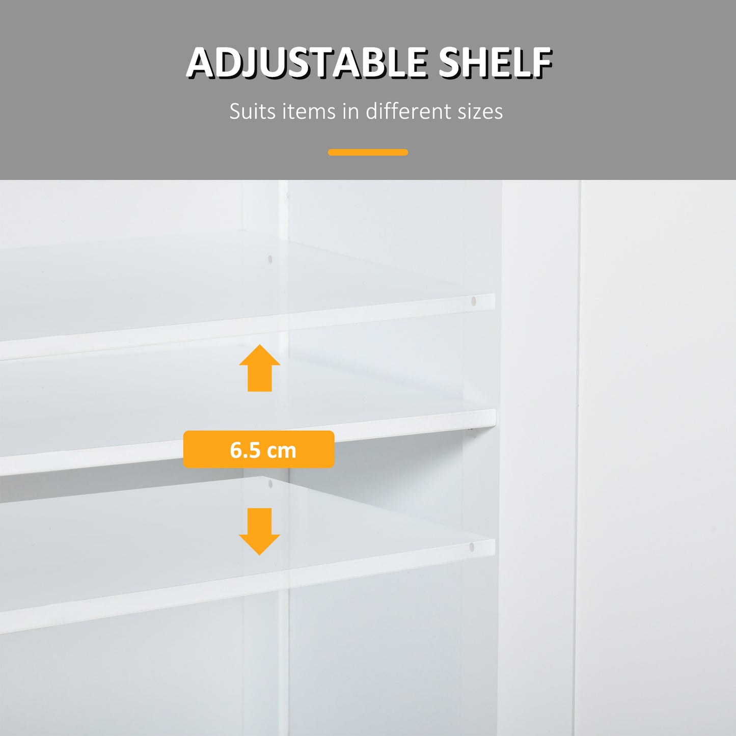 kleankin Freestanding Bathroom Floor Cabinet, Organizer Floor Tower with 2 Door, 2 Drawers, Adjustable Shelf, Grey