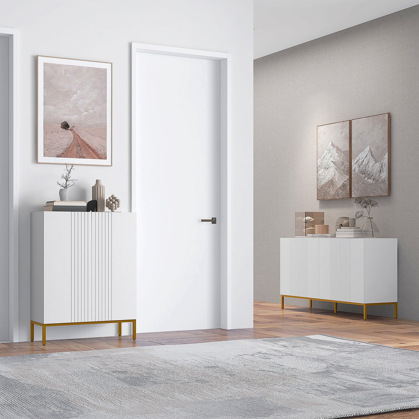 HOMCOM Sideboard Storage Cabinet with Adjustable Shelves, Soft-Close Doors, Kitchen Buffet Cabinet for Dining Room, White