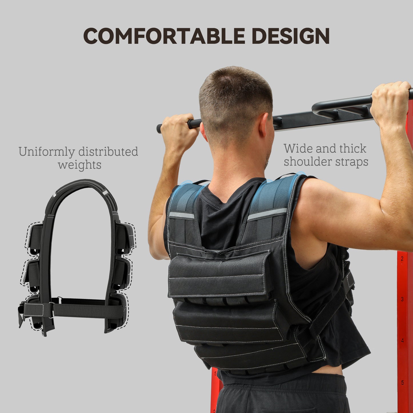 Soozier 33LBS Adjustable Weighted Vest, Weight Vest with Reflective Strips, Snug Fit for Men Women Running Strength Training