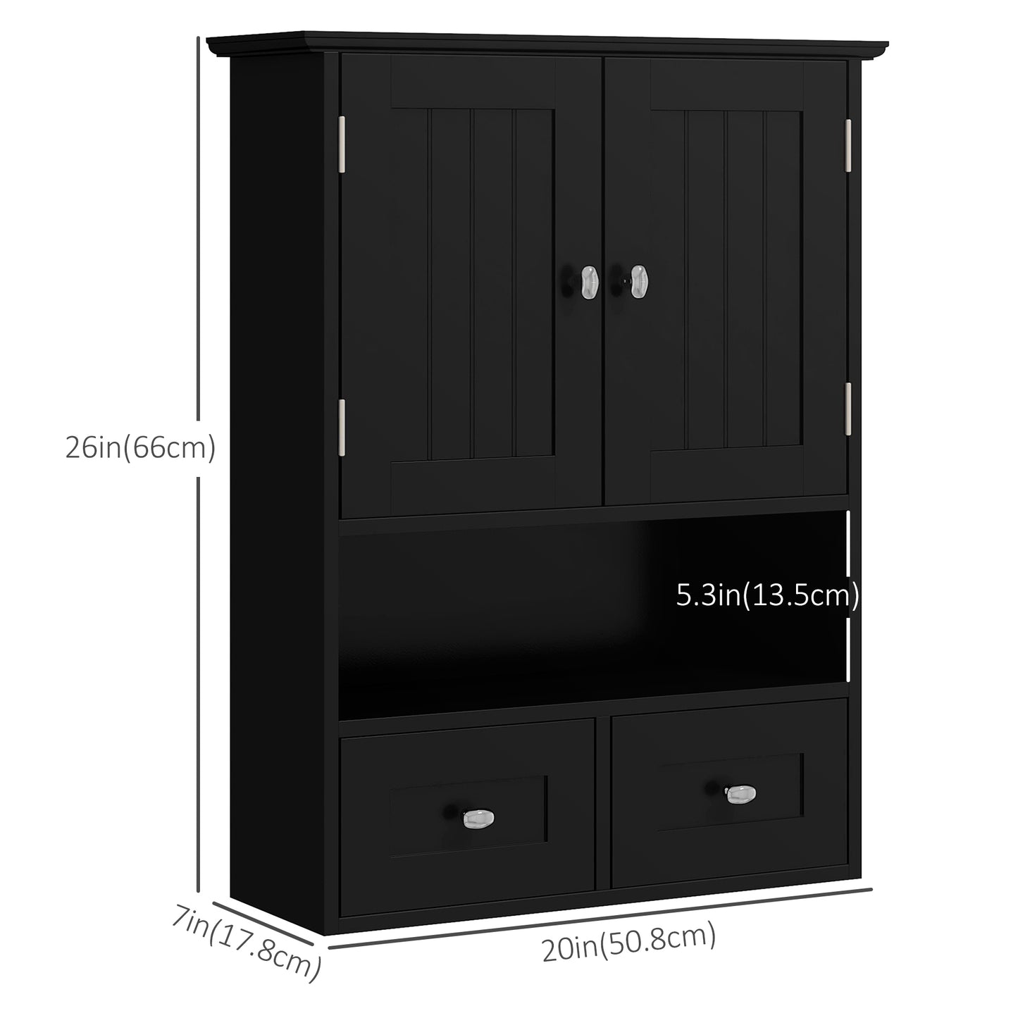 kleankin Bathroom Wall Cabinet, Medicine Cabinet, Over Toilet Storage Cabinet with Shelf and Drawers for Hallway, Living Room, White