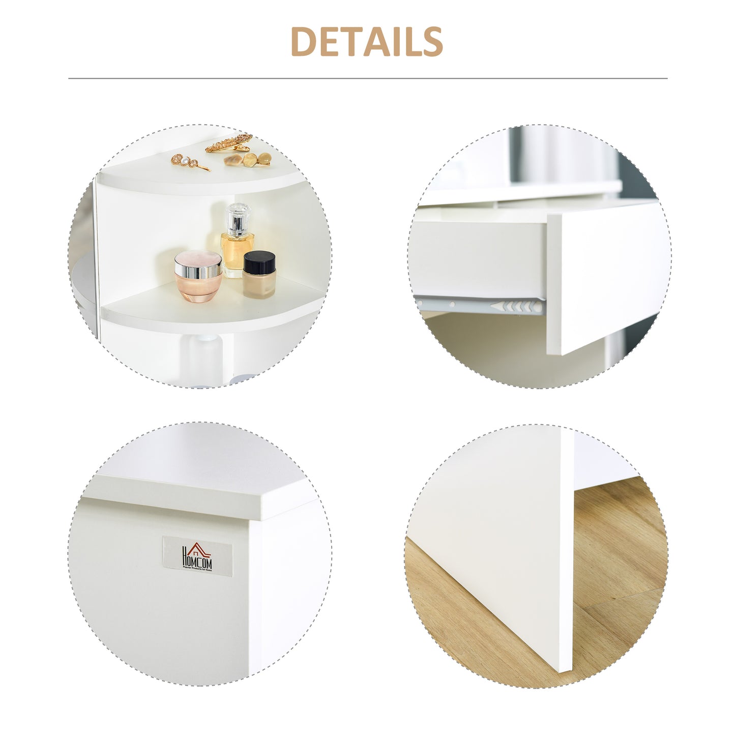 HOMCOM Vanity Desk with Mirror, Makeup Vanity with Open Shelves and Drawer, Dressing Table for Bedroom, White
