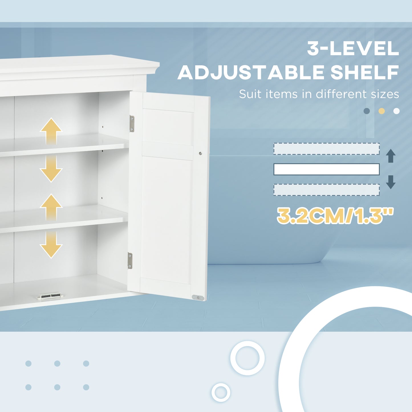 kleankin Bathroom Cabinet, Medicine Cabinet, Over Toilet Storage Cabinet with Adjustable Shelves for Entryway, Grey