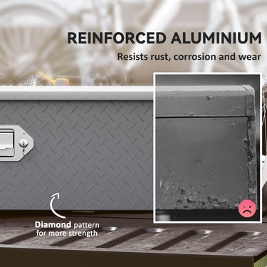 HOMCOM 39" x 13" x 10" Truck Tool Box Heavy Duty Aluminum Trailer Tongue Box with Lock and Keys for Pick Up Truck RV Trailer