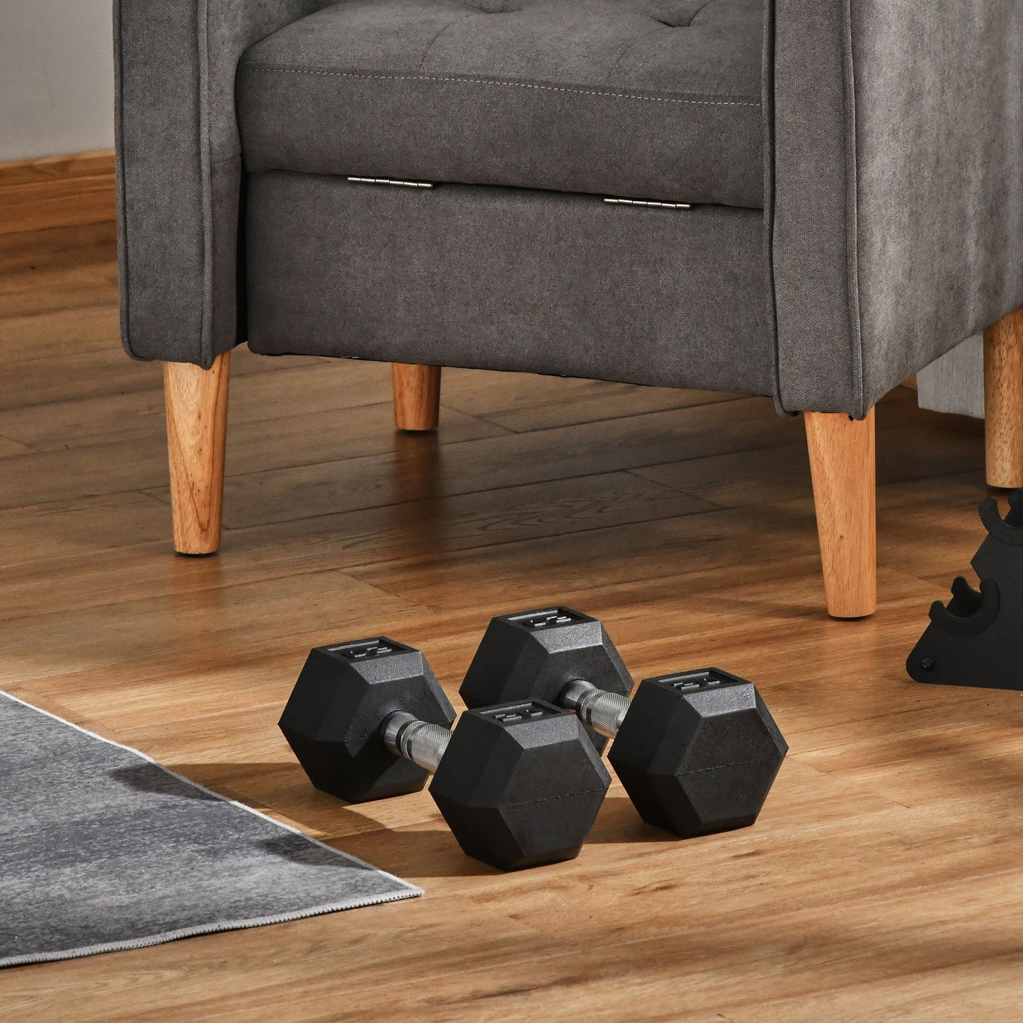 Soozier Rubber Dumbbells Weight Set, Total 30lbs(15lbs Each) Dumbbell Hand Weight for Body Fitness Training for Home Office Gym, Black