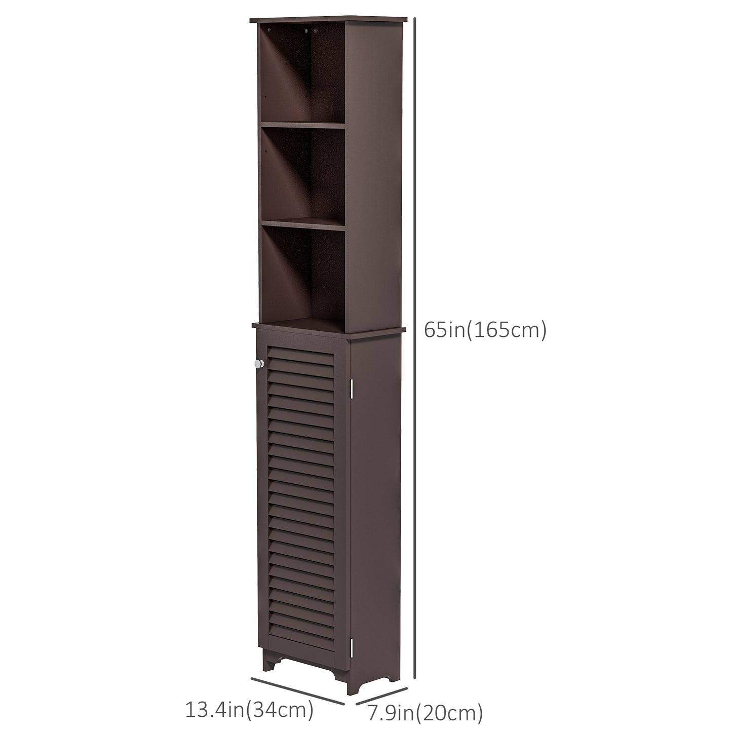 HOMCOM Tall Bathroom Storage Cabinet, Freestanding Linen Tower with 3-Tier Open Adjustable Shelf, White