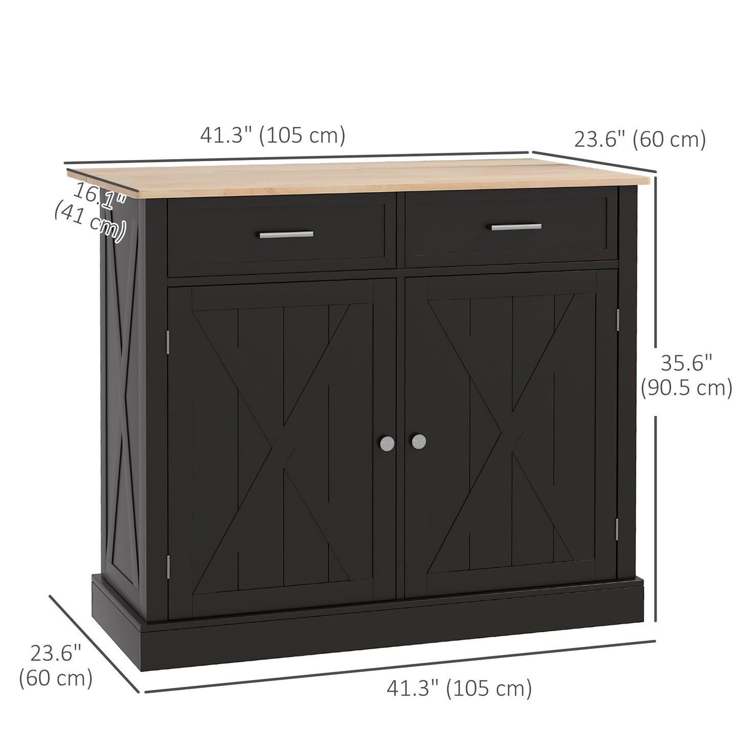 HOMCOM Rolling Kitchen Island with Drop Leaf Wood Breakfast Bar, Farmhouse Kitchen Cart with 2 Drawers, Adjustable Shelves for Dining Room (White)