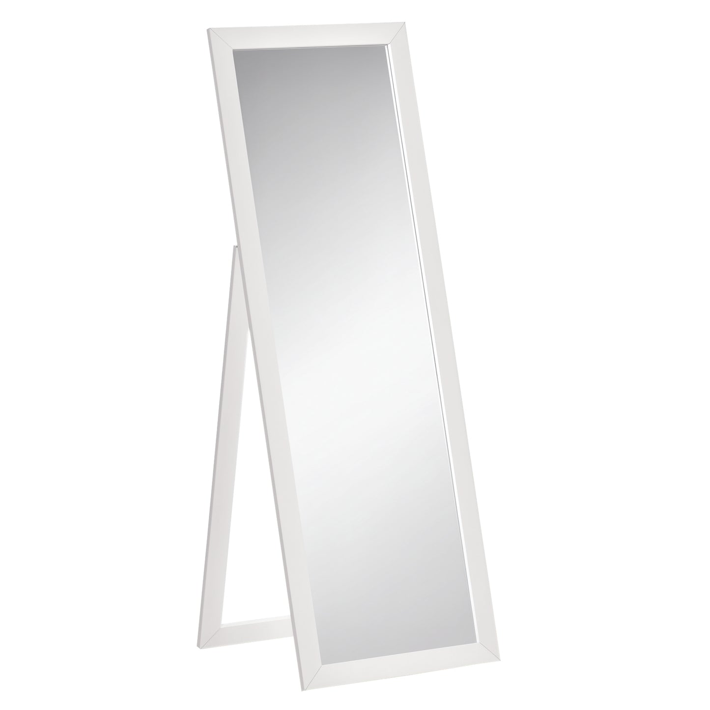 HOMCOM 58" x 20" Full Length Mirror with Frame, Floor Standing Mirror, Rectangular Full Body Mirror for Bedroom, Living Room, White