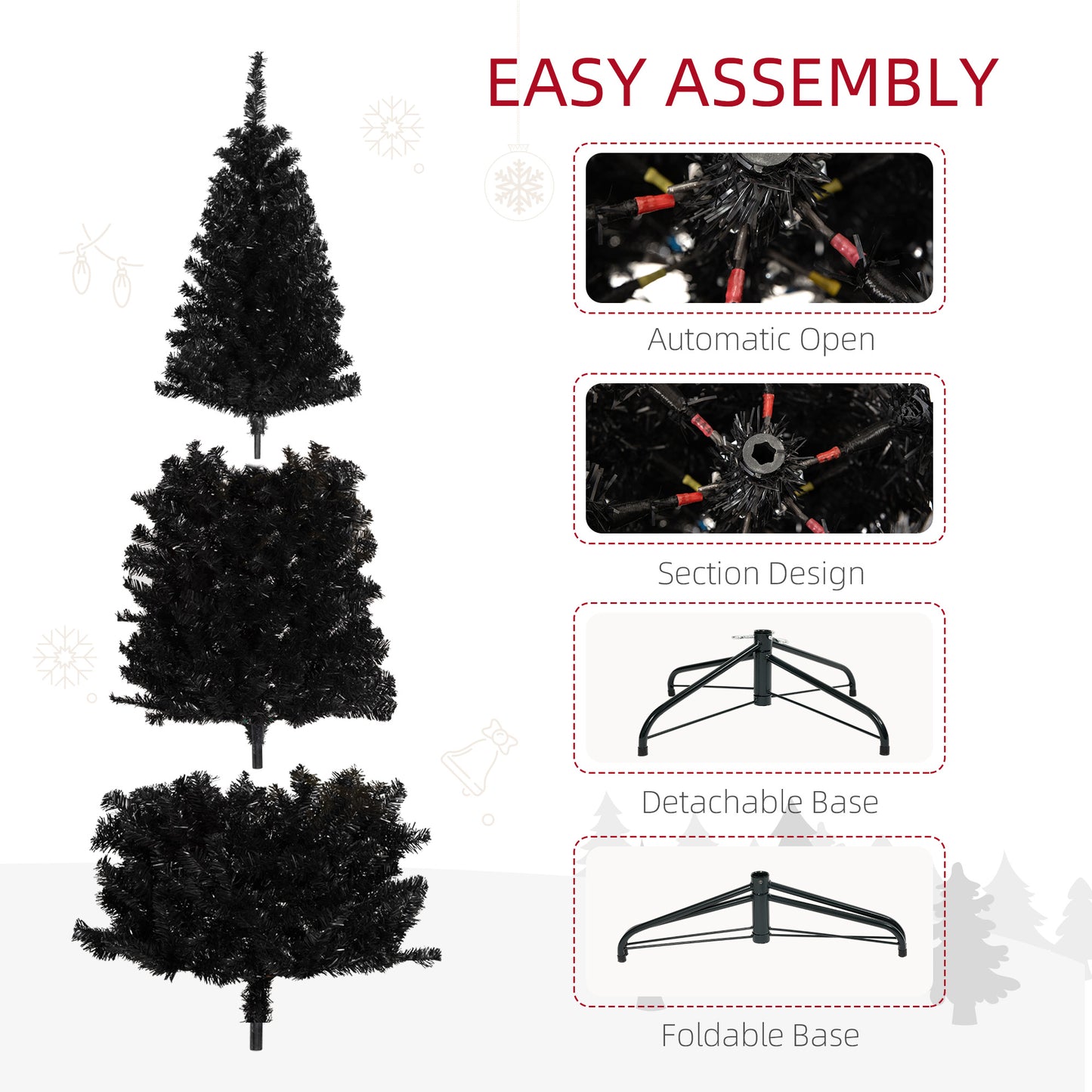 HOMCOM 4FT Artificial Christmas Tree Holiday Xmas Holiday Pencil Tree Decoration with Automatic Open for Home Party, Pink