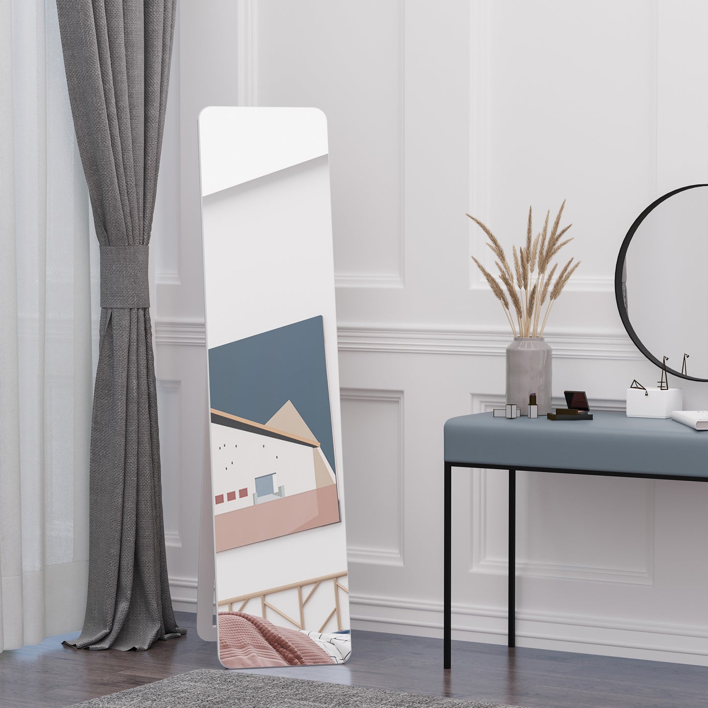 HOMCOM Full Length Mirror for Bedroom, Free Standing Dressing Mirror, Wall Mirror with Wood Frame, 15" x 61", Black