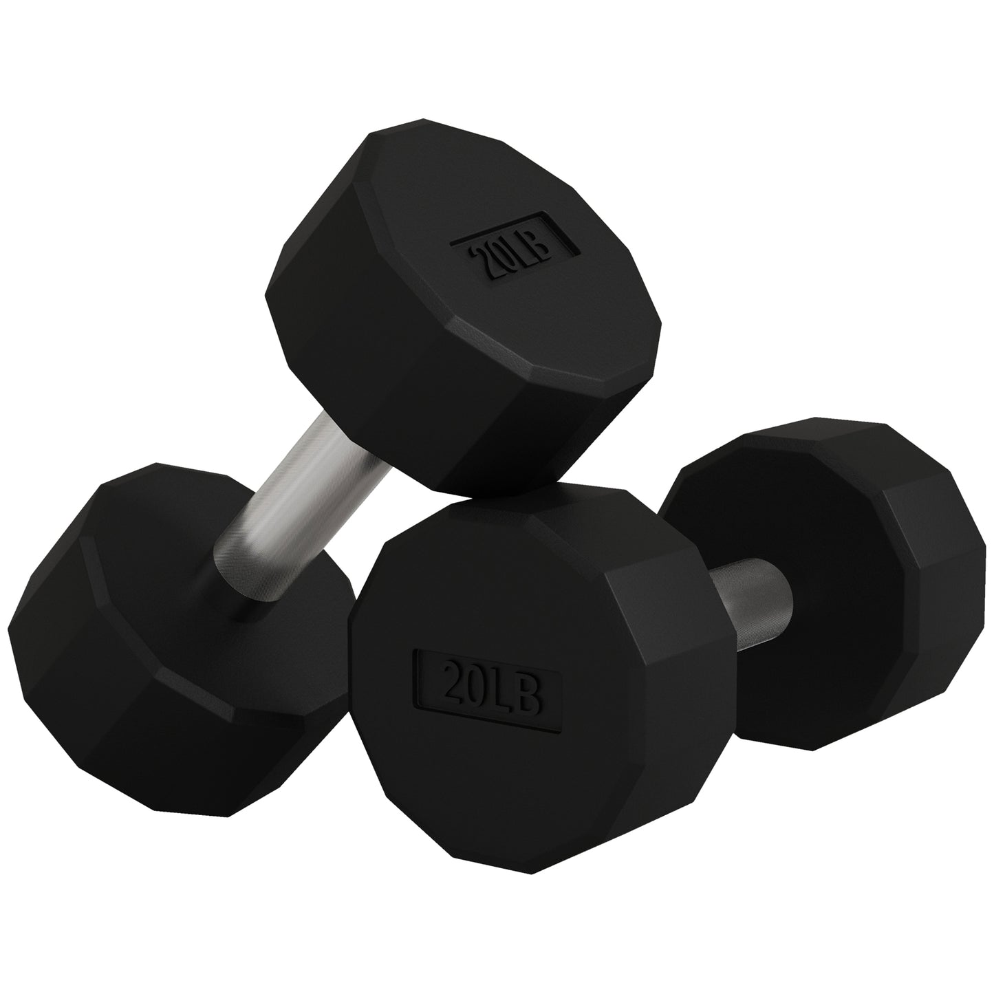 Soozier 2 x 15lbs Dumbbells Set with Non-Slip Grip, Rubber Covered Weights for Men Women Home Gym Workout