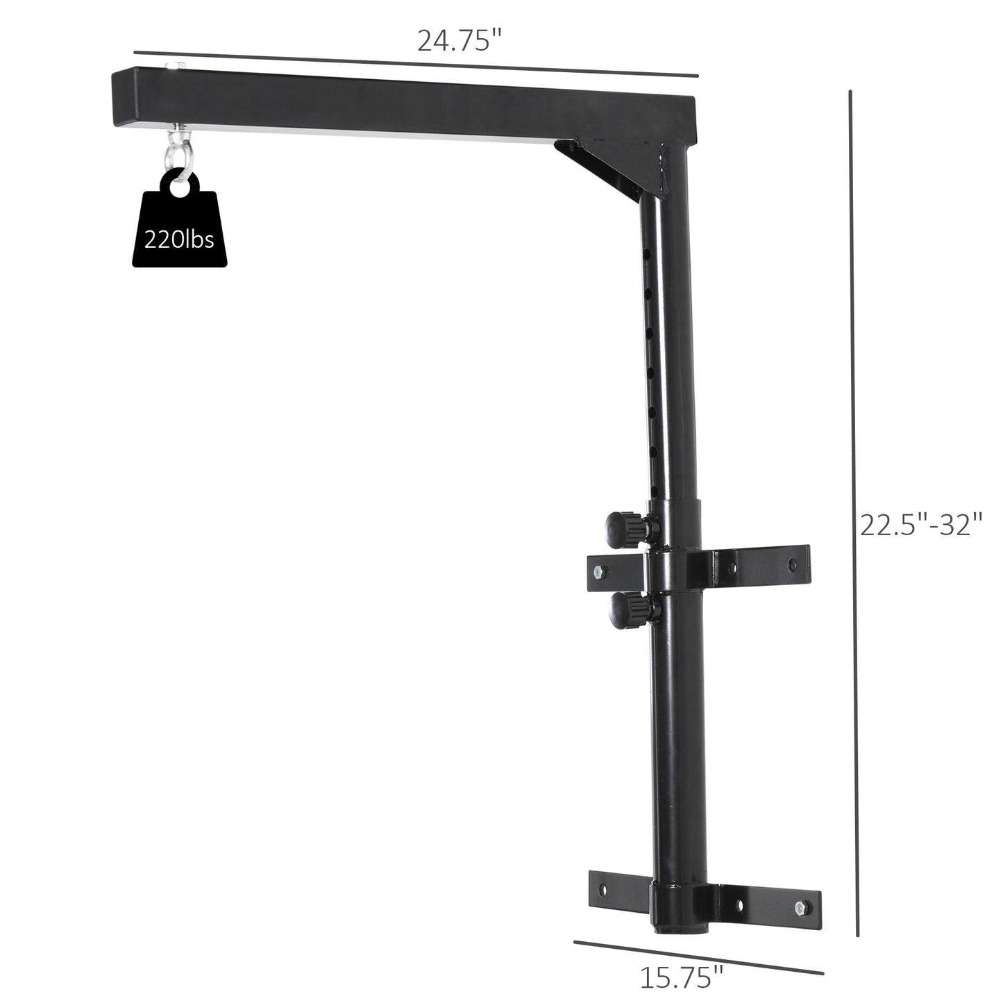 Soozier Boxing Punch Bag Hanger Heavy Bag Bracket MMA Training Wall Mount 220lbs Black