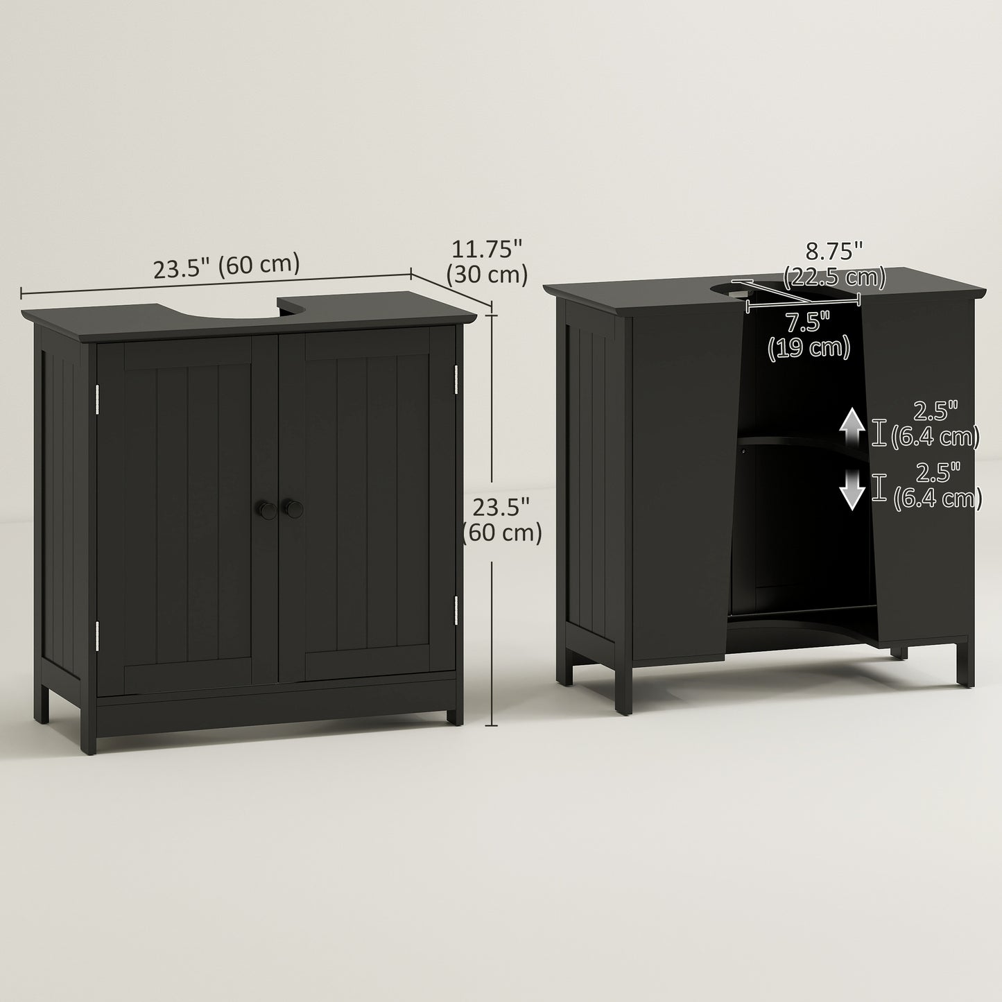 HOMCOM Under Sink Bathroom Cabinet with 2 Doors and Shelf, Pedestal Sink Bathroom Vanity Furniture, White
